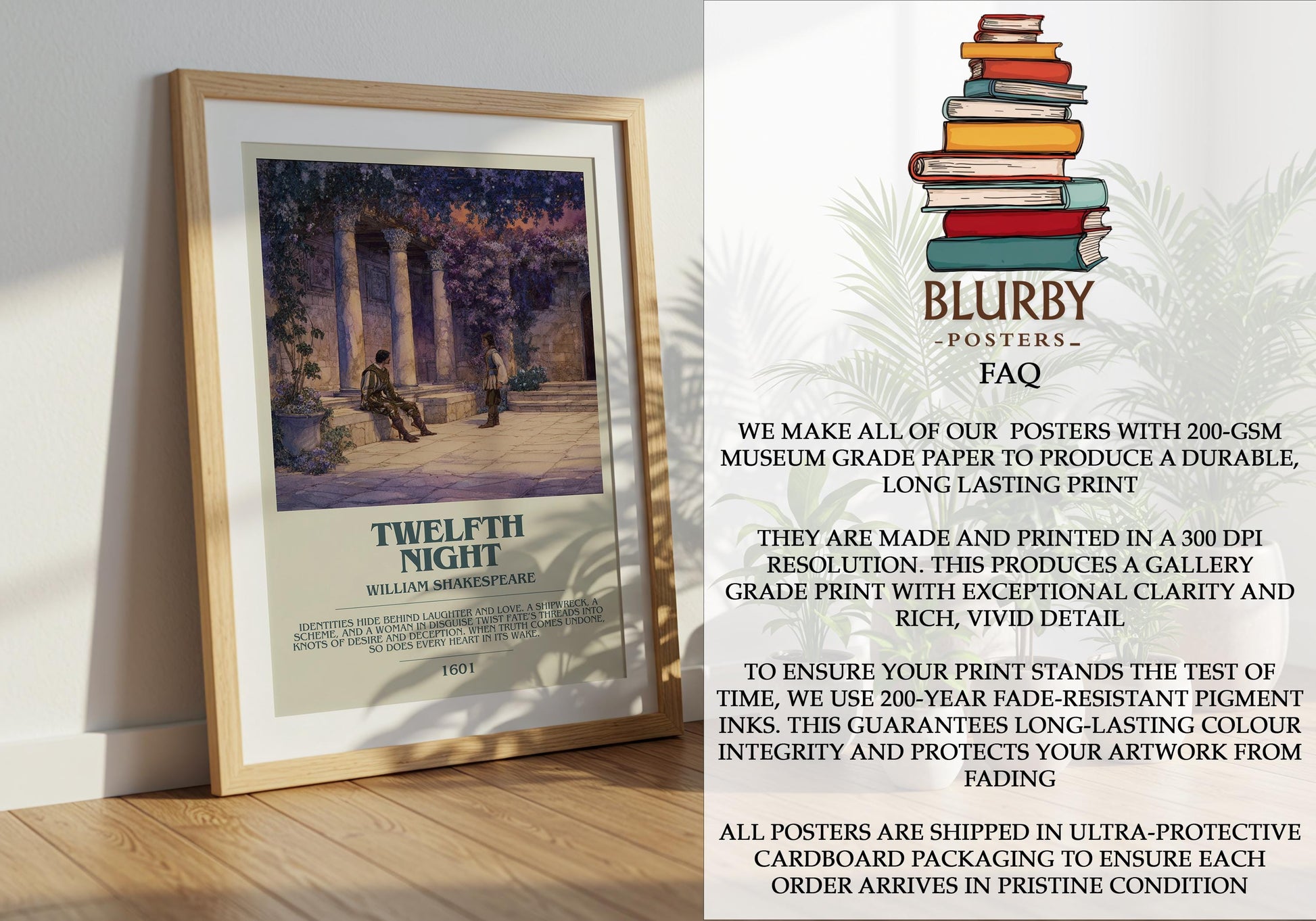 Twelfth Night by William Shakespeare | Descriptive Modern Book Art | Poster