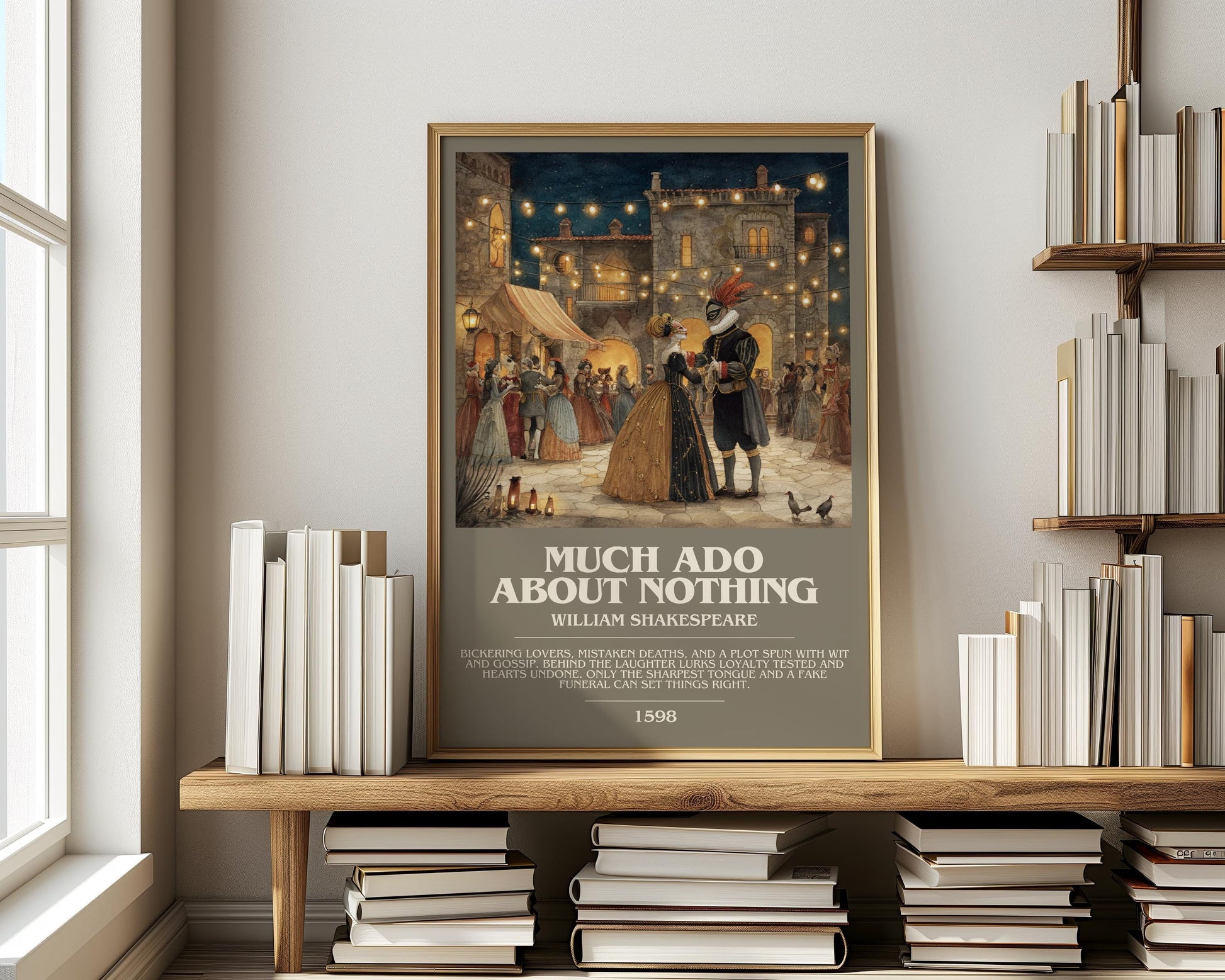 Much Ado About Nothing by William Shakespeare | Descriptive Modern Book Art | Poster