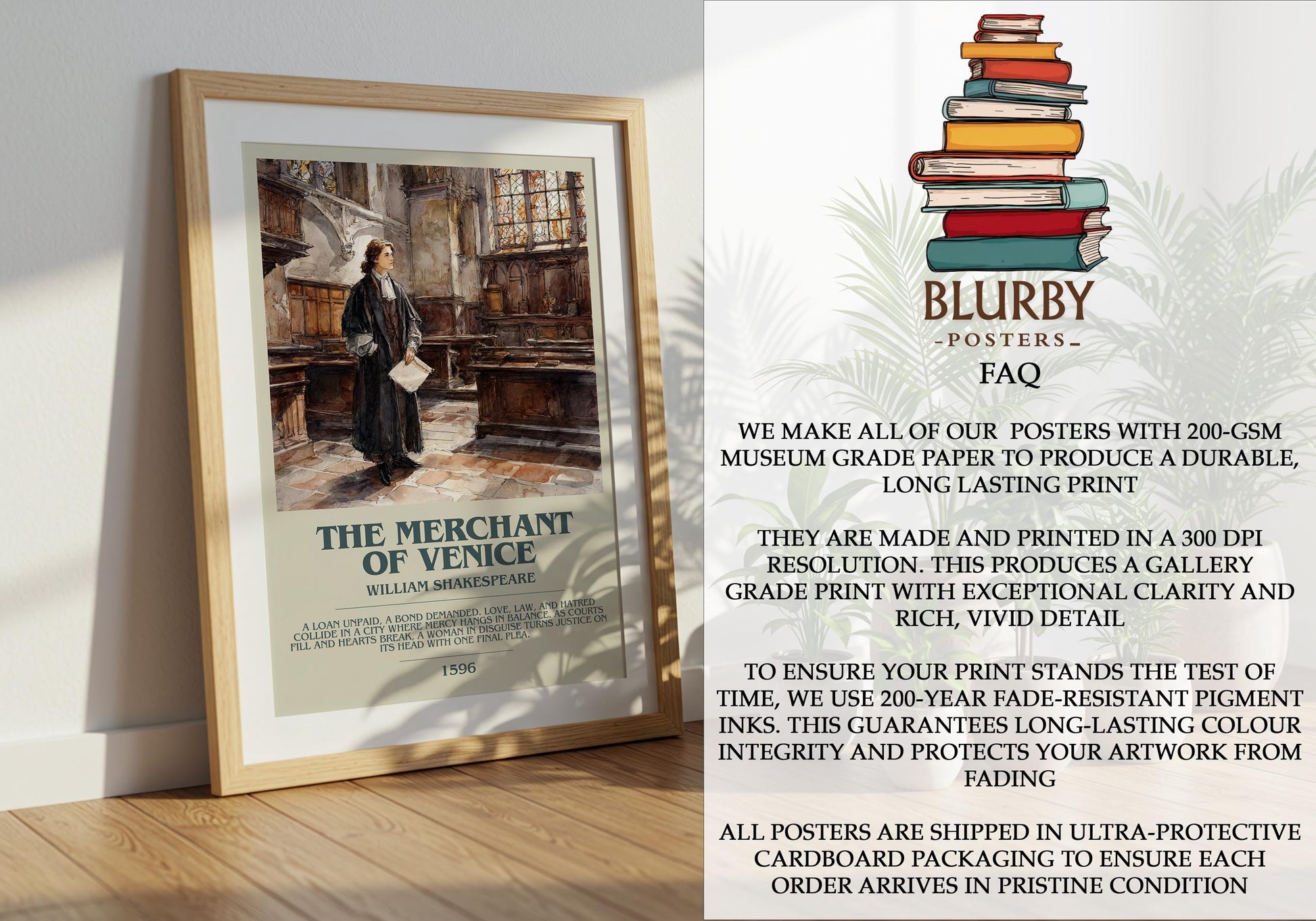 The Merchant Of Venice by William Shakespeare | Descriptive Modern Book Art | Poster