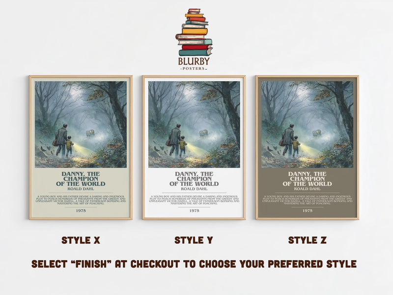 Danny, The Champion Of The World bookish poster colour and style options – Roald Dahl book art