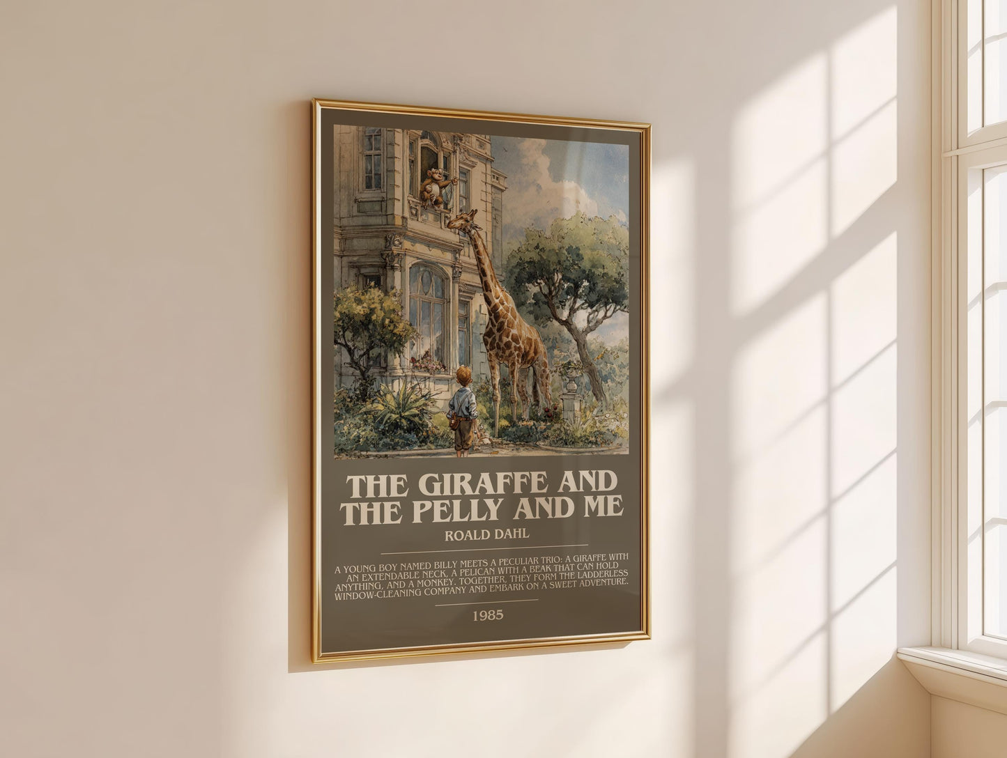 The Giraffe and the Pelly and Me by Roald Dahl | Descriptive Modern Book Art | Poster