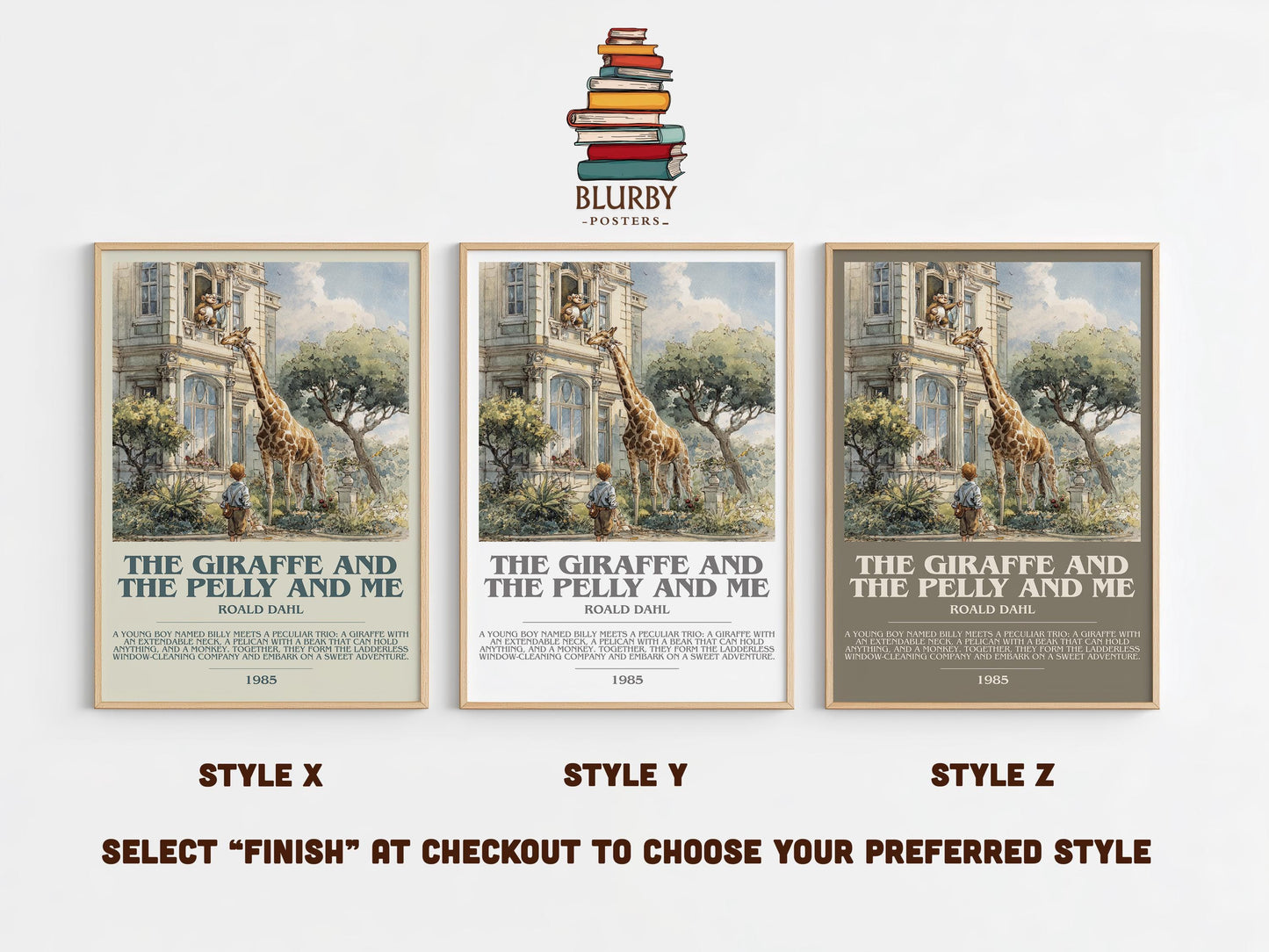 The Giraffe and the Pelly and Me by Roald Dahl | Descriptive Modern Book Art | Poster