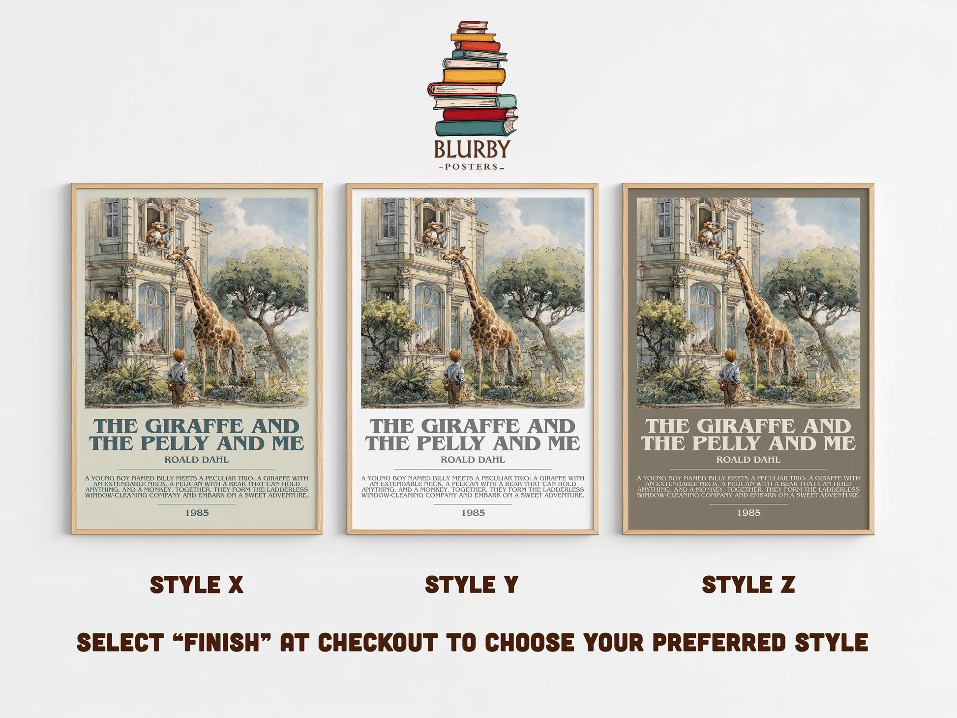 The Giraffe and the Pelly and Me by Roald Dahl | Descriptive Modern Book Art | Poster