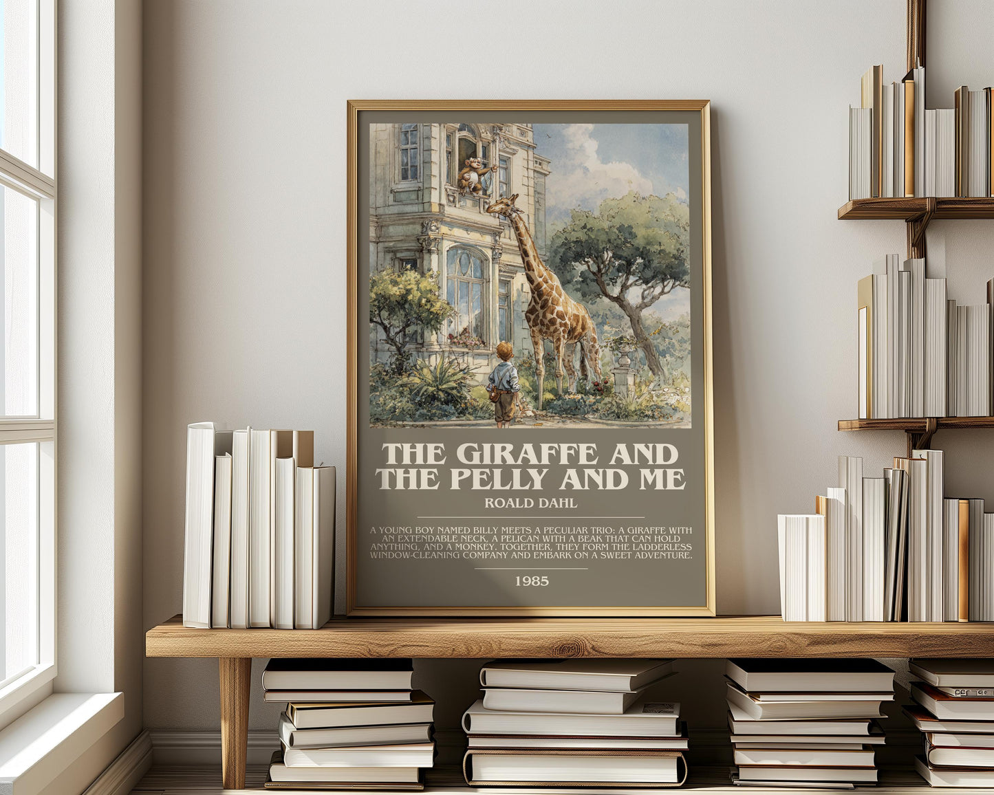 The Giraffe and the Pelly and Me by Roald Dahl | Descriptive Modern Book Art | Poster