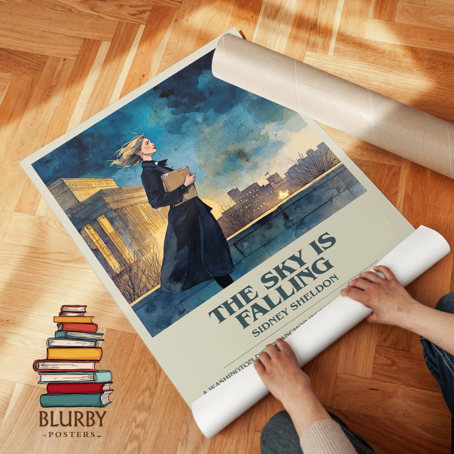 The Sky Is Falling by Sidney Sheldon | Descriptive Modern Book Art | Poster