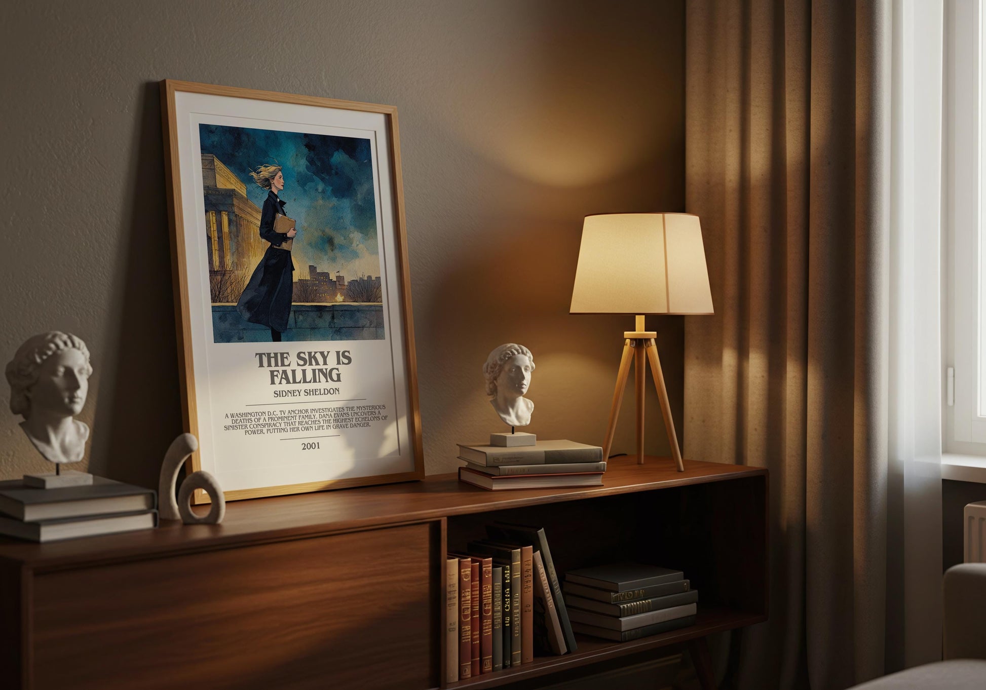 The Sky Is Falling by Sidney Sheldon | Descriptive Modern Book Art | Poster