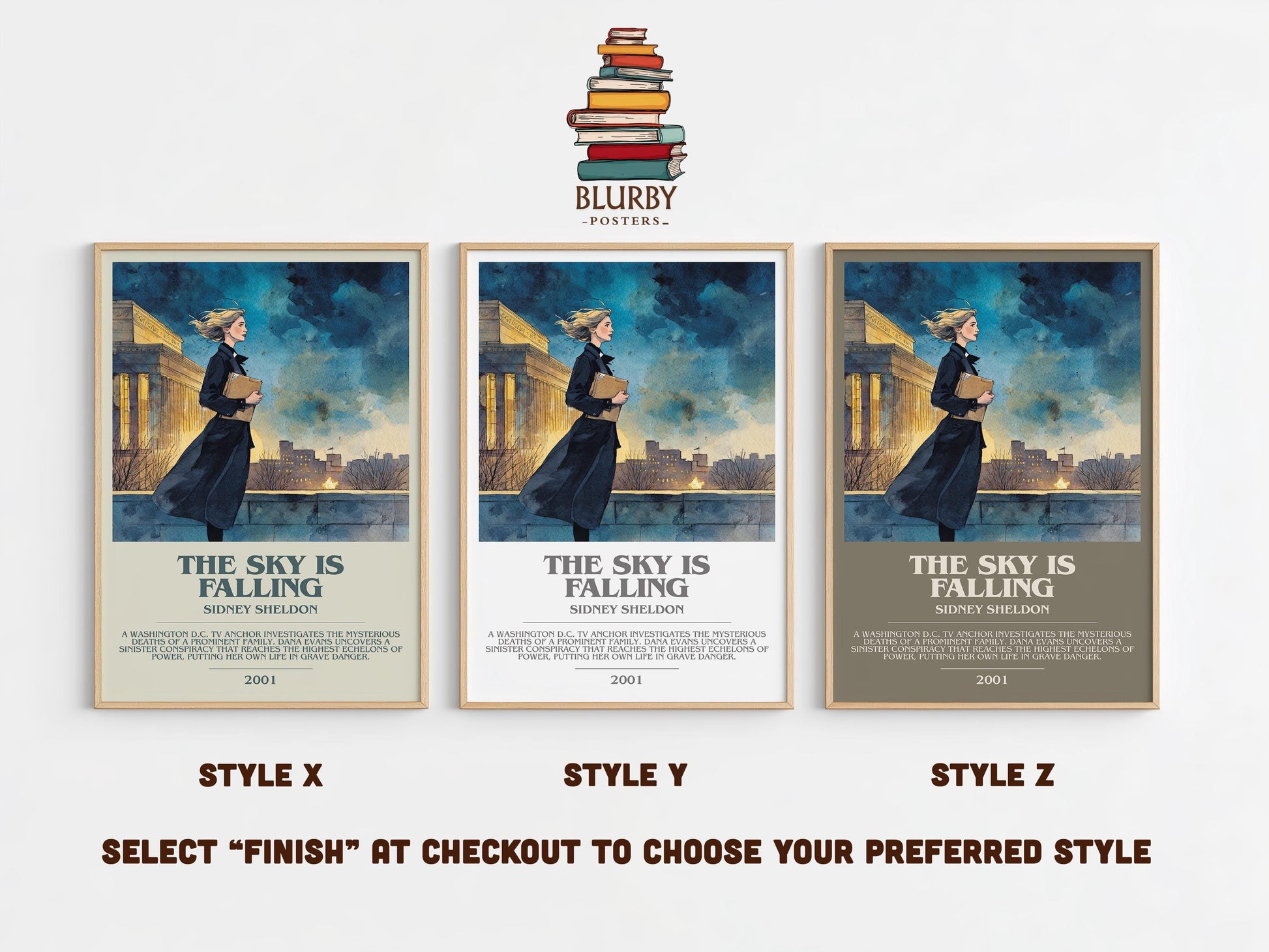 The Sky Is Falling by Sidney Sheldon | Descriptive Modern Book Art | Poster