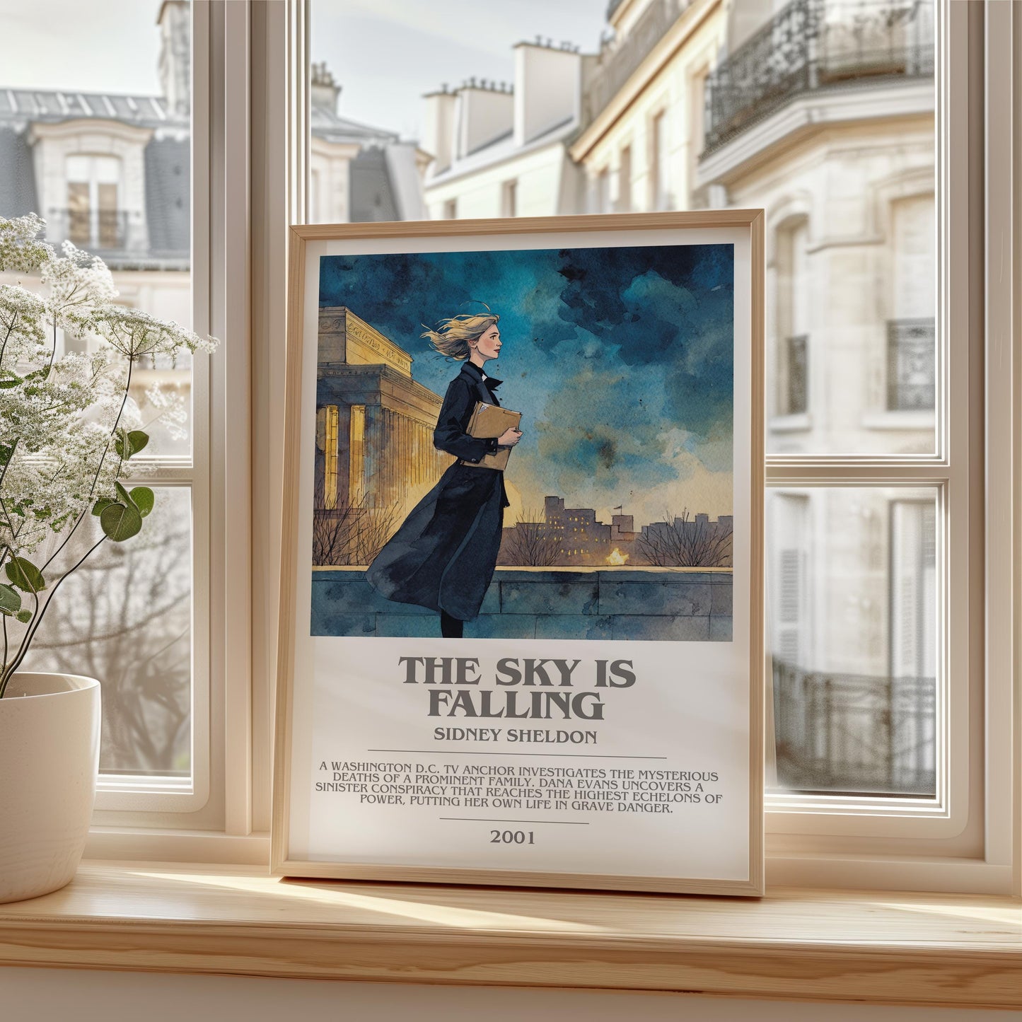 The Sky Is Falling by Sidney Sheldon | Descriptive Modern Book Art | Poster