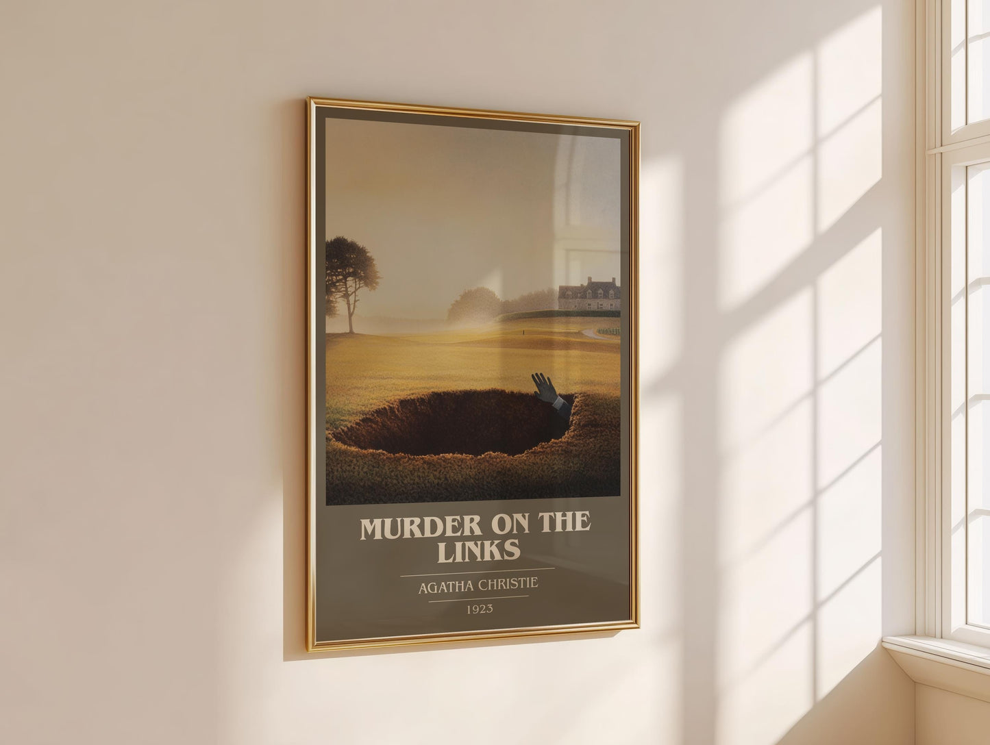 Murder on the Links by Agatha Christie Descriptive Poster Print. Free Delivery Wall Art Author & Blurb Book Artwork Novel