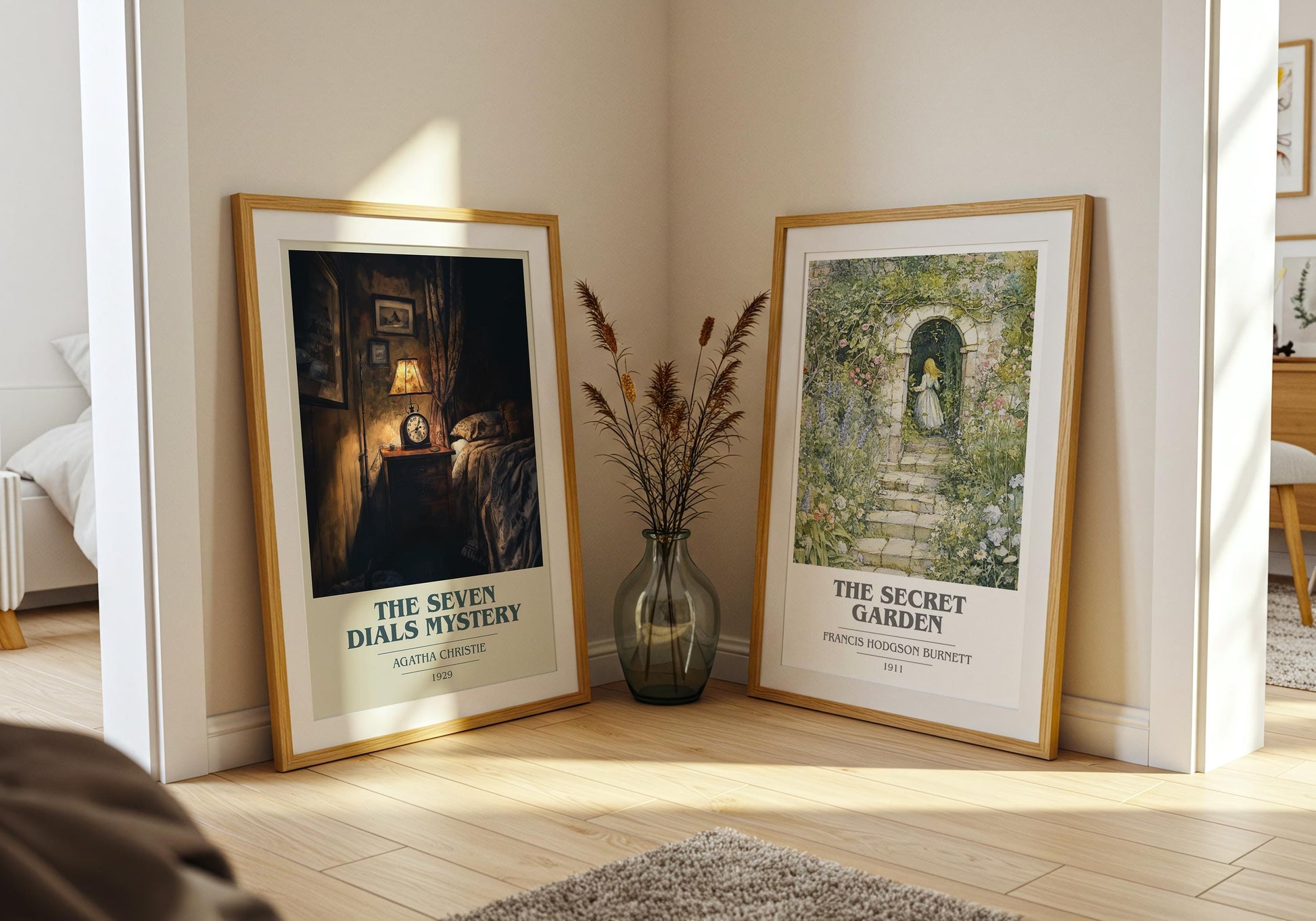 The Seven Dials Mystery by Agatha Christie Descriptive Poster Print. Free Delivery Wall Art Author & Blurb Book Artwork Novel