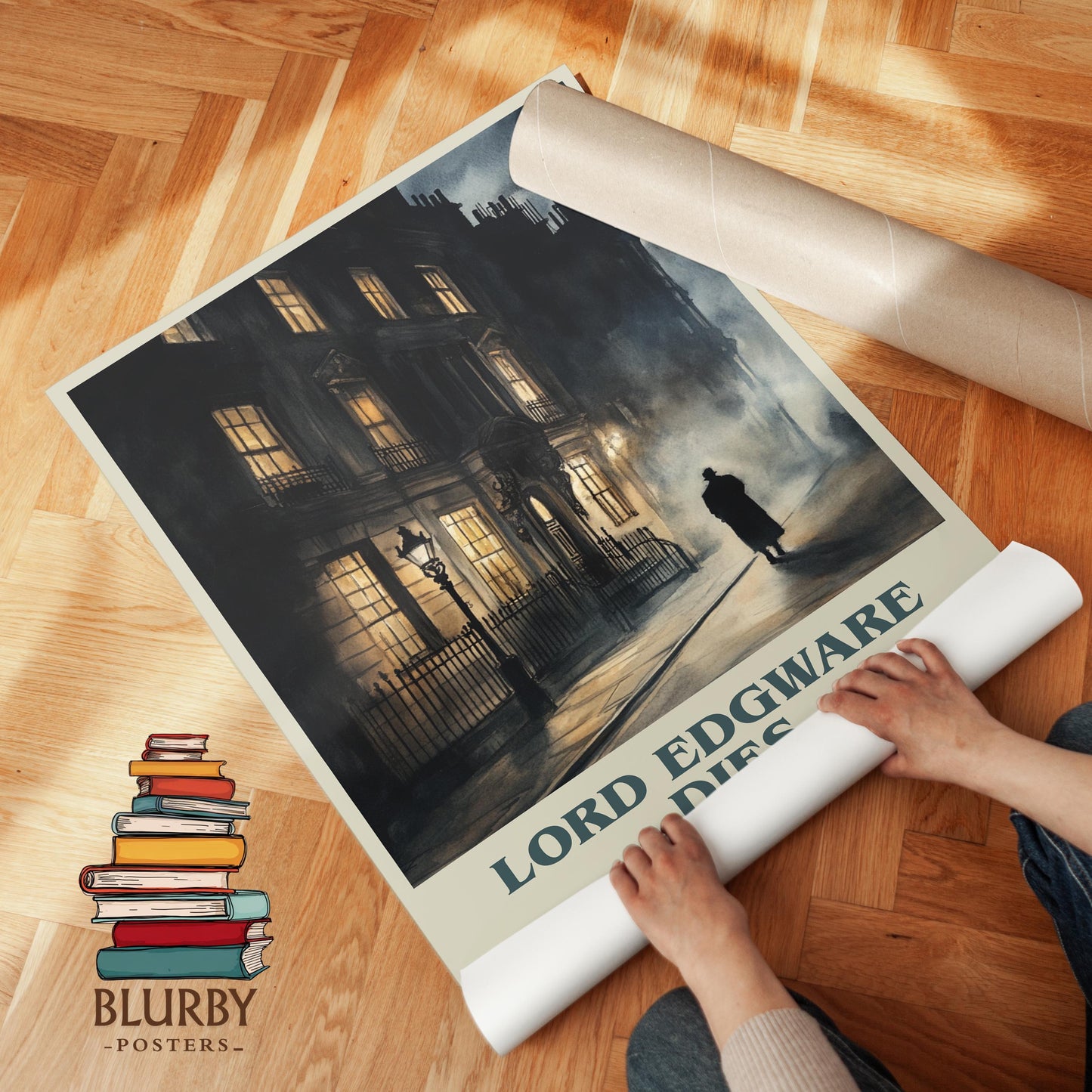 Lord Edgware Dies book poster packaging – museum-quality print rolled in protective tube