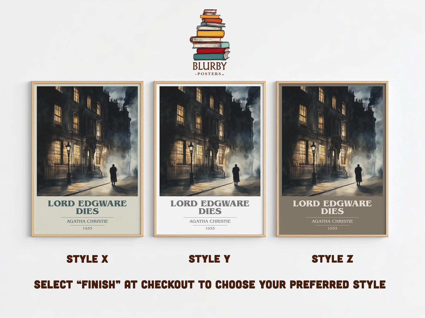 Lord Edgware Dies book cover poster colour and style options – Agatha Christie book art
