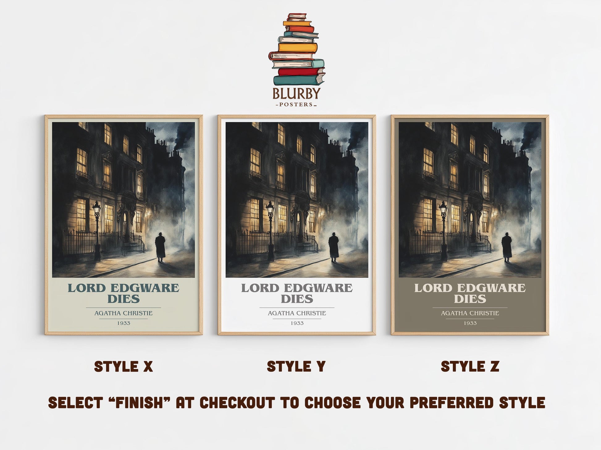 Lord Edgware Dies book cover poster colour and style options – Agatha Christie book art