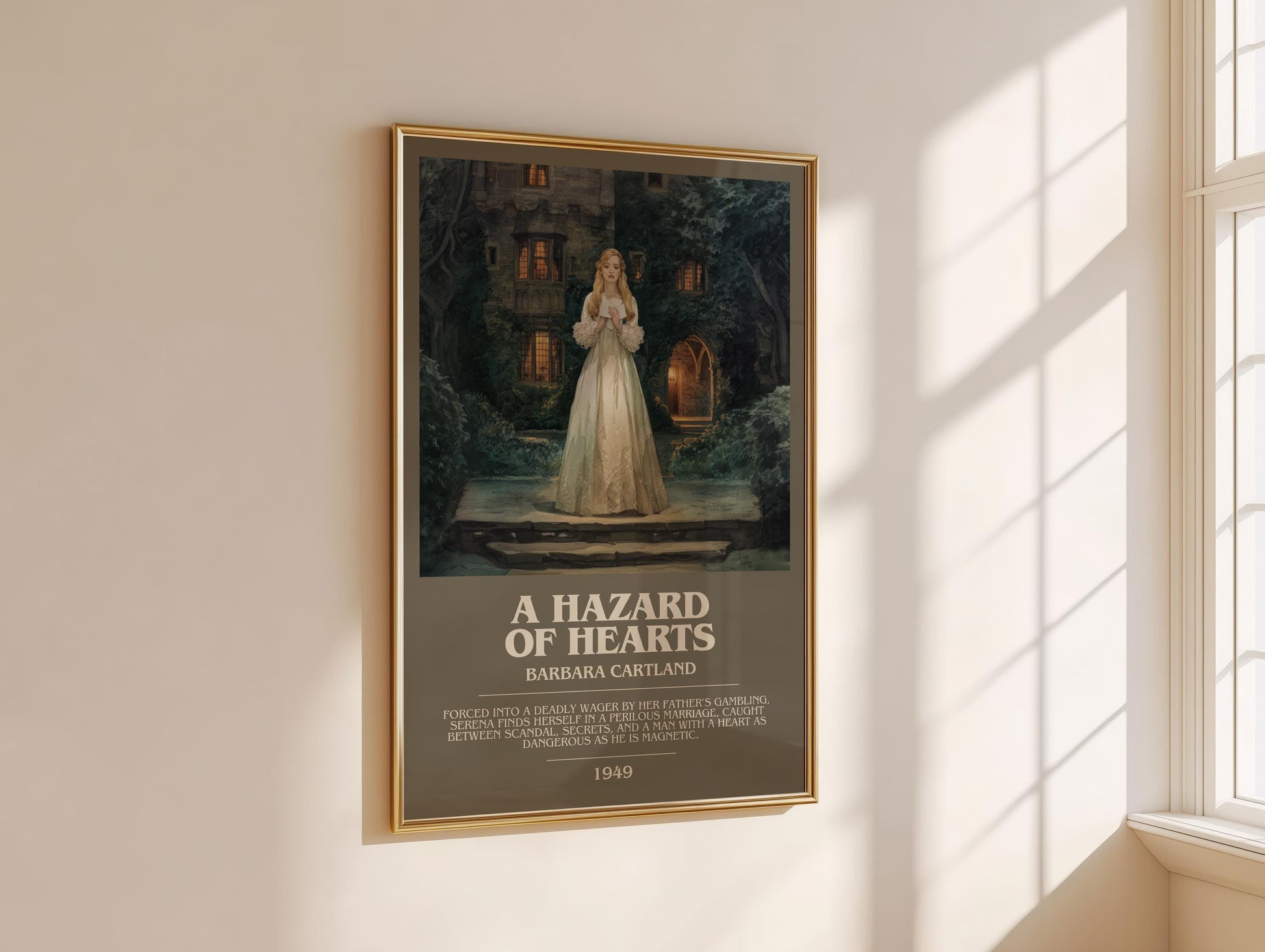 A Hazard Of Hearts by Barbara Cartland | Descriptive Modern Book Art | Poster