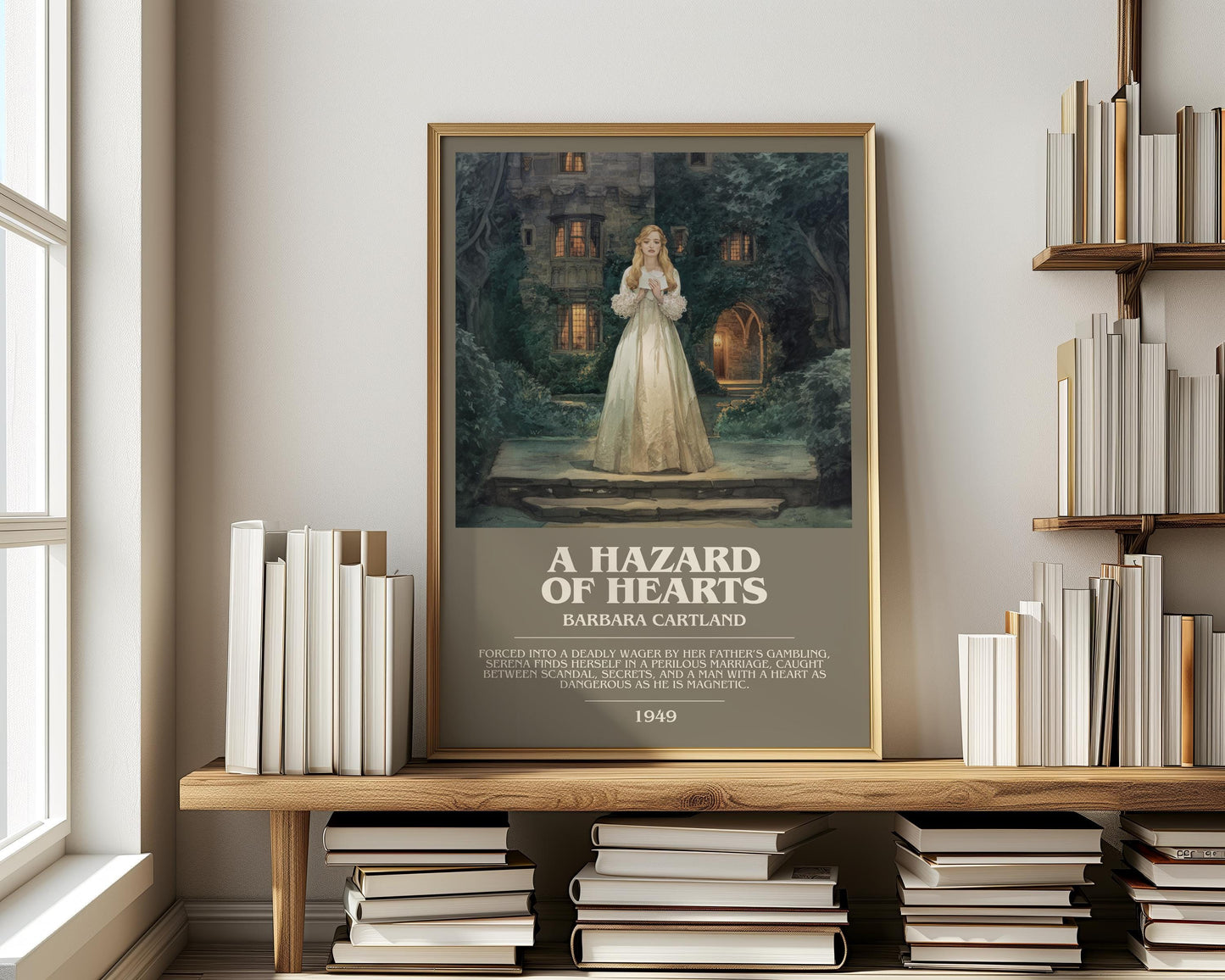 A Hazard Of Hearts by Barbara Cartland | Descriptive Modern Book Art | Poster