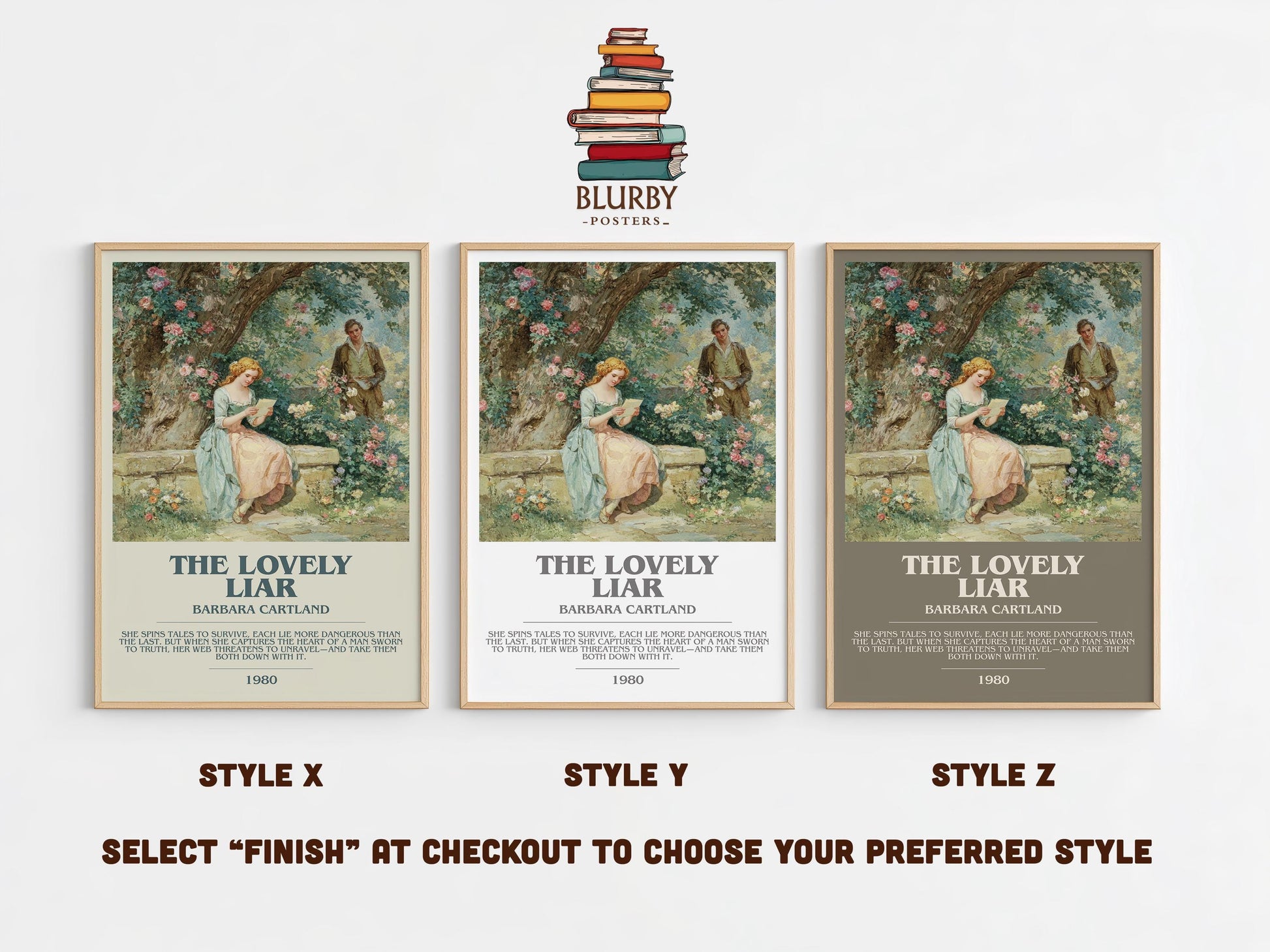 The Lovely Liar by Barbara Cartland | Descriptive Modern Book Art | Poster