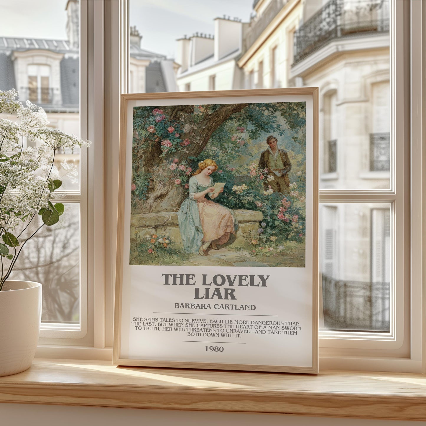 The Lovely Liar by Barbara Cartland | Descriptive Modern Book Art | Poster