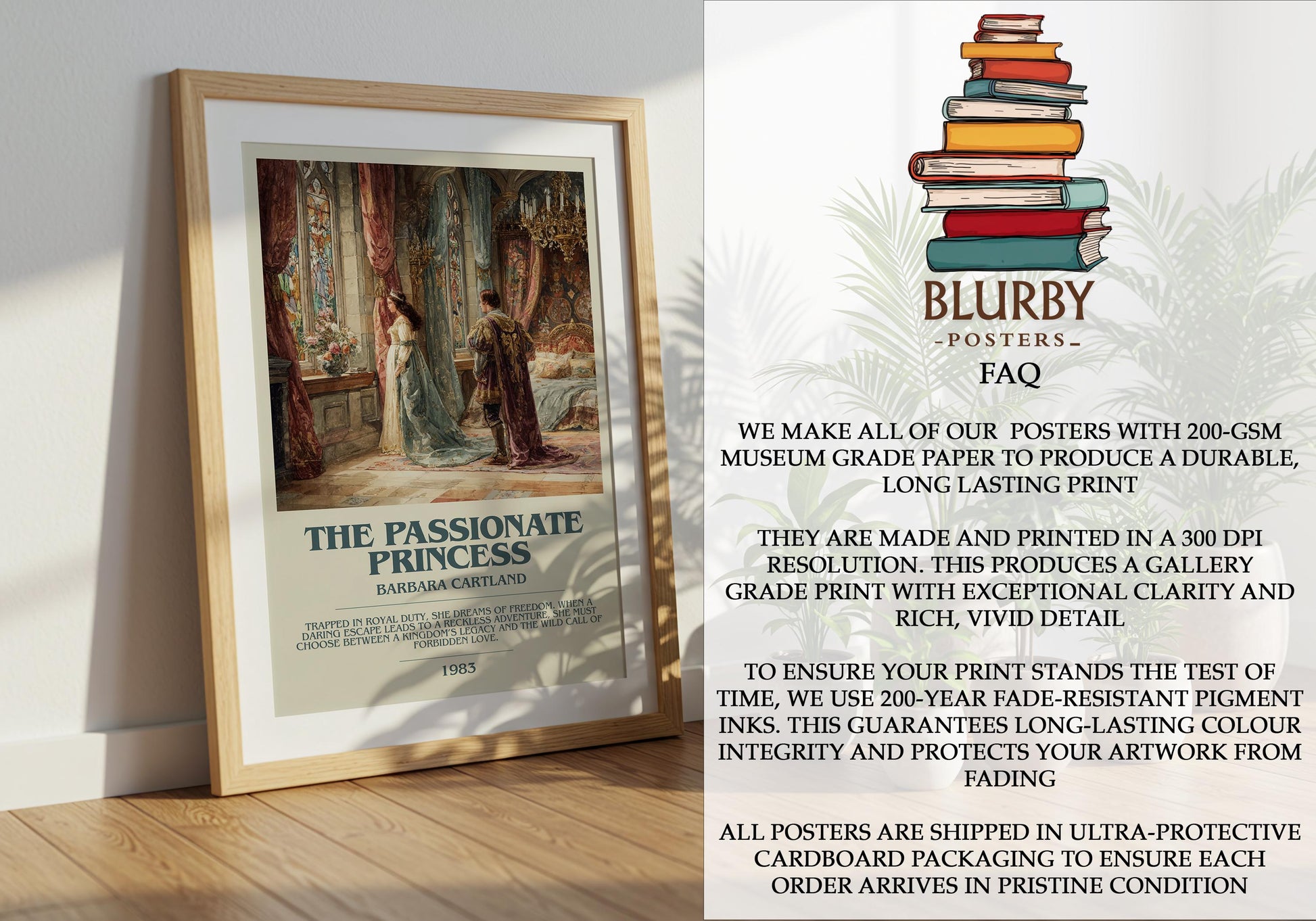 The Passionate Princess by Barbara Cartland | Descriptive Modern Book Art | Poster