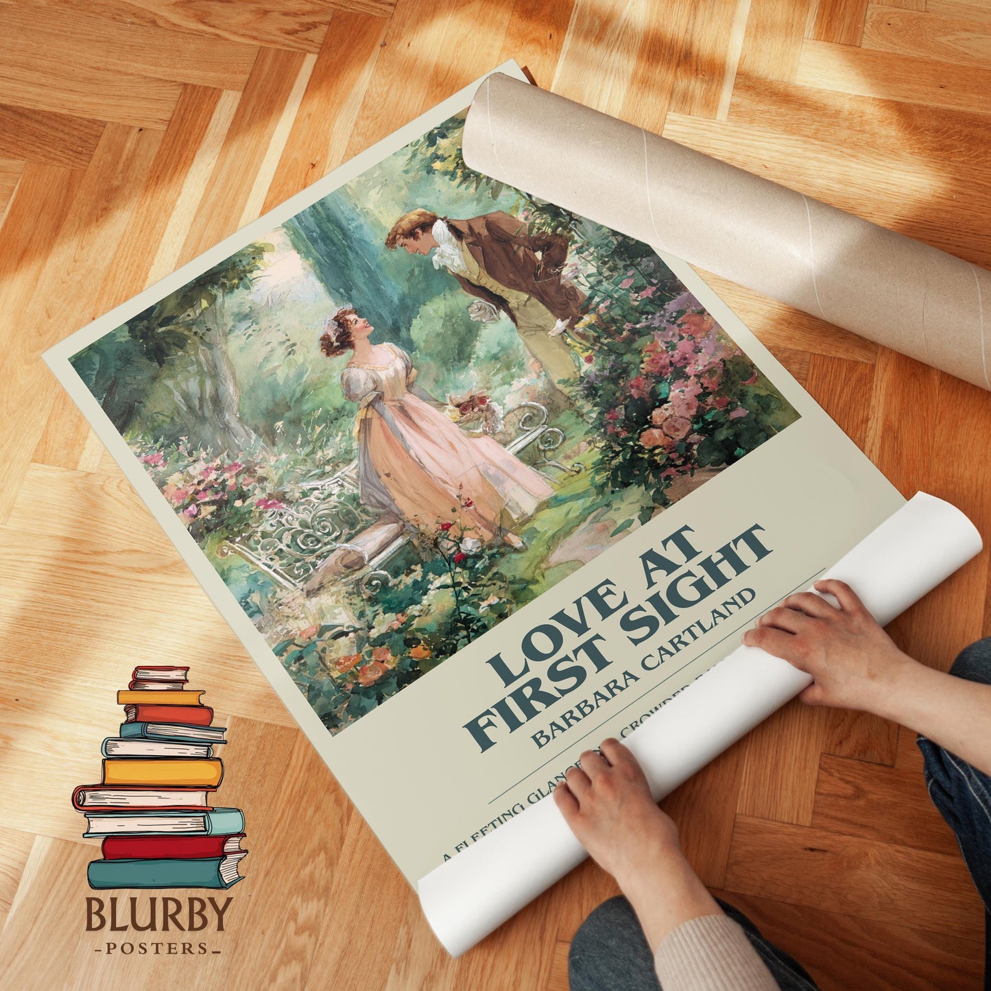 Love At First Sight by Barbara Cartland | Descriptive Modern Book Art | Poster