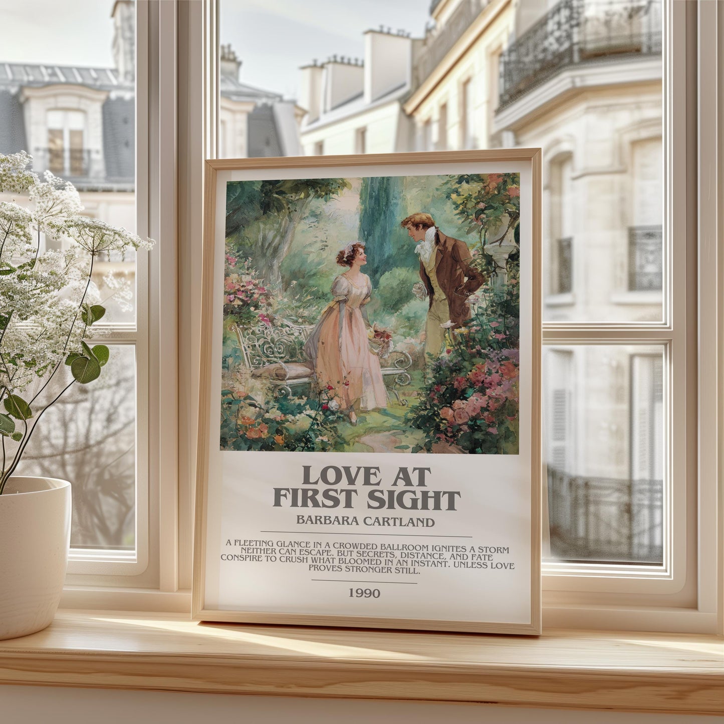 Love At First Sight by Barbara Cartland | Descriptive Modern Book Art | Poster