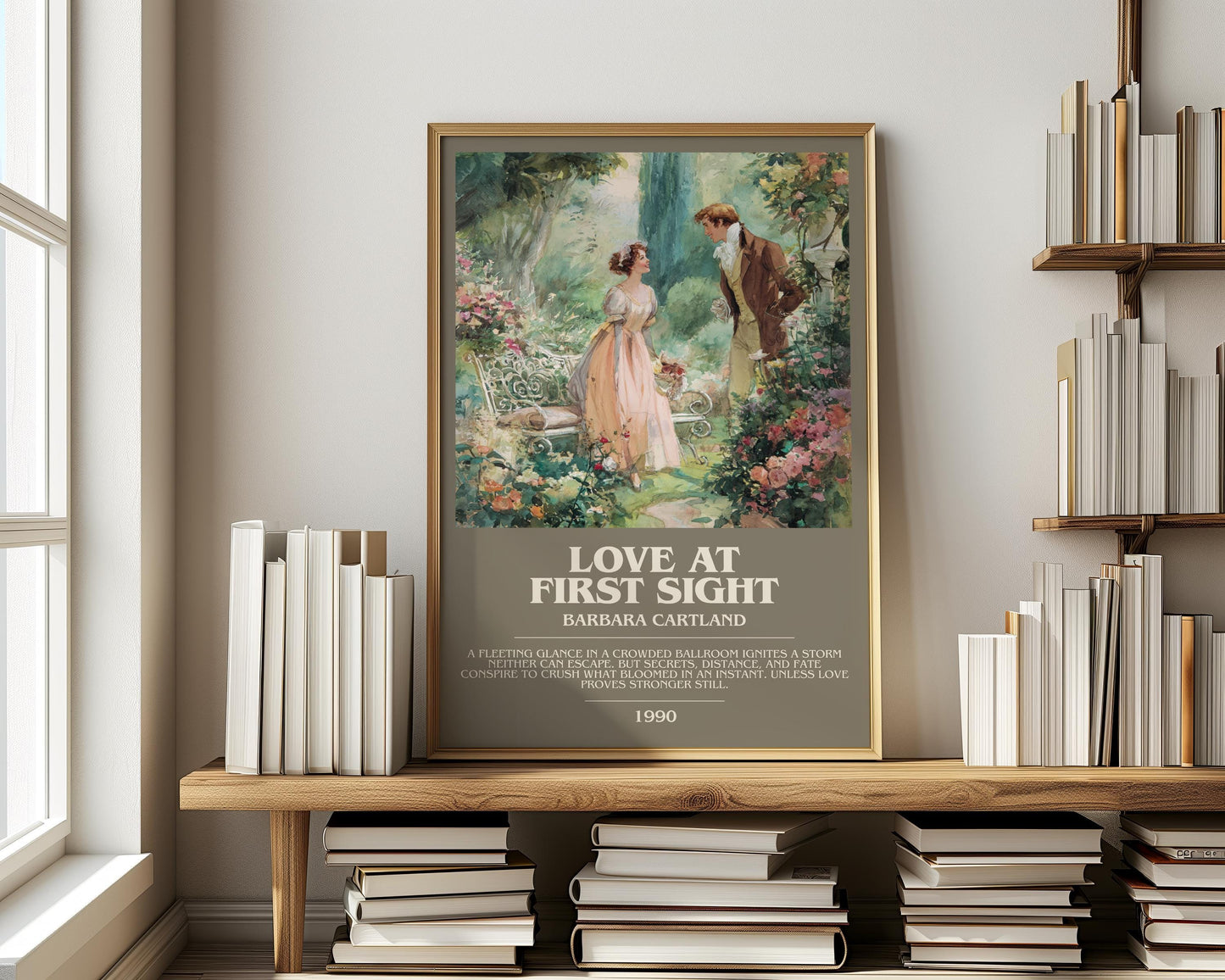 Love At First Sight by Barbara Cartland | Descriptive Modern Book Art | Poster