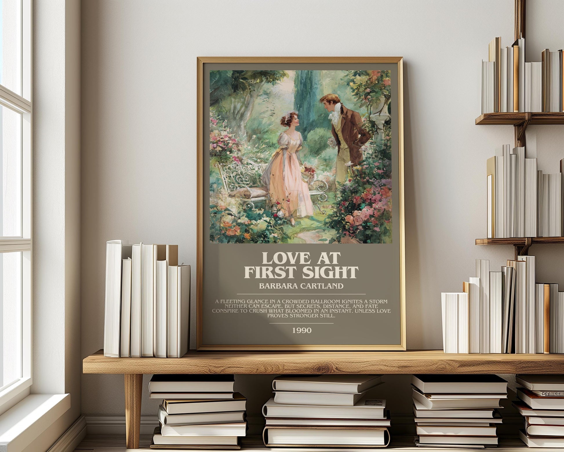 Love At First Sight by Barbara Cartland | Descriptive Modern Book Art | Poster