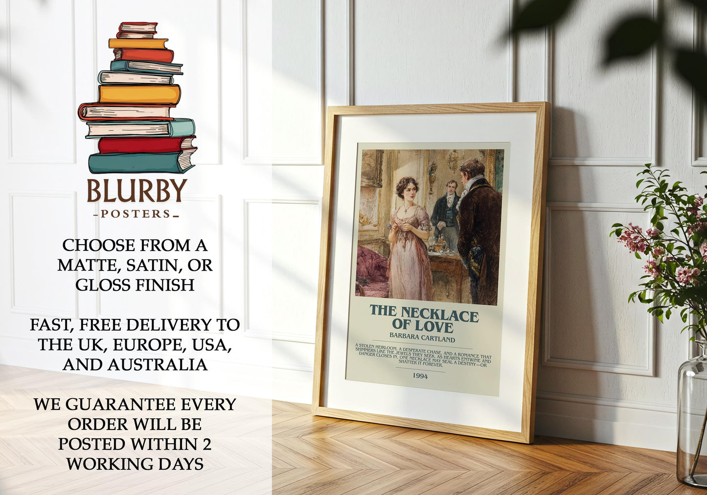 Necklace Of Love by Barbara Cartland | Descriptive Modern Book Art | Poster