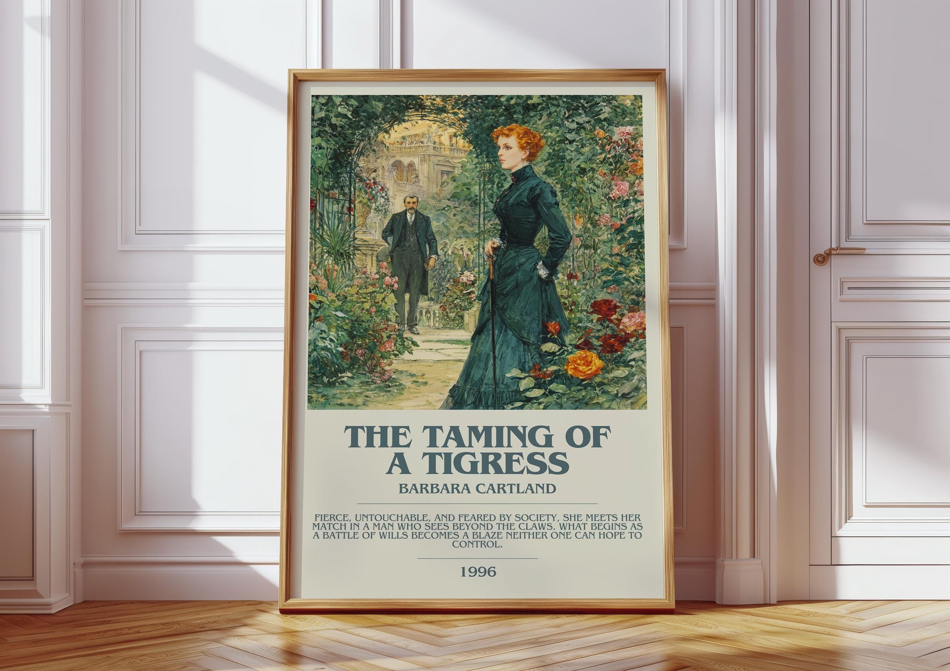 The Taming Of A Tigress by Barbara Cartland | Descriptive Modern Book Art | Poster