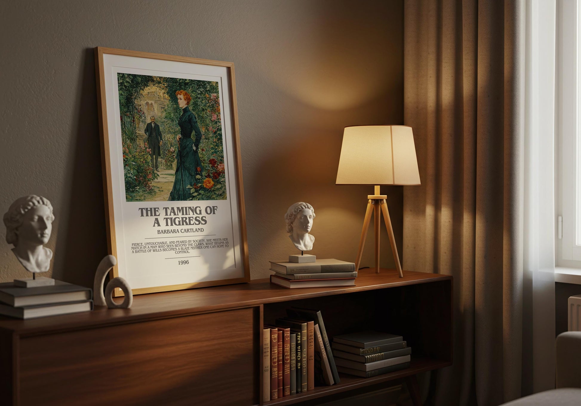 The Taming Of A Tigress by Barbara Cartland | Descriptive Modern Book Art | Poster