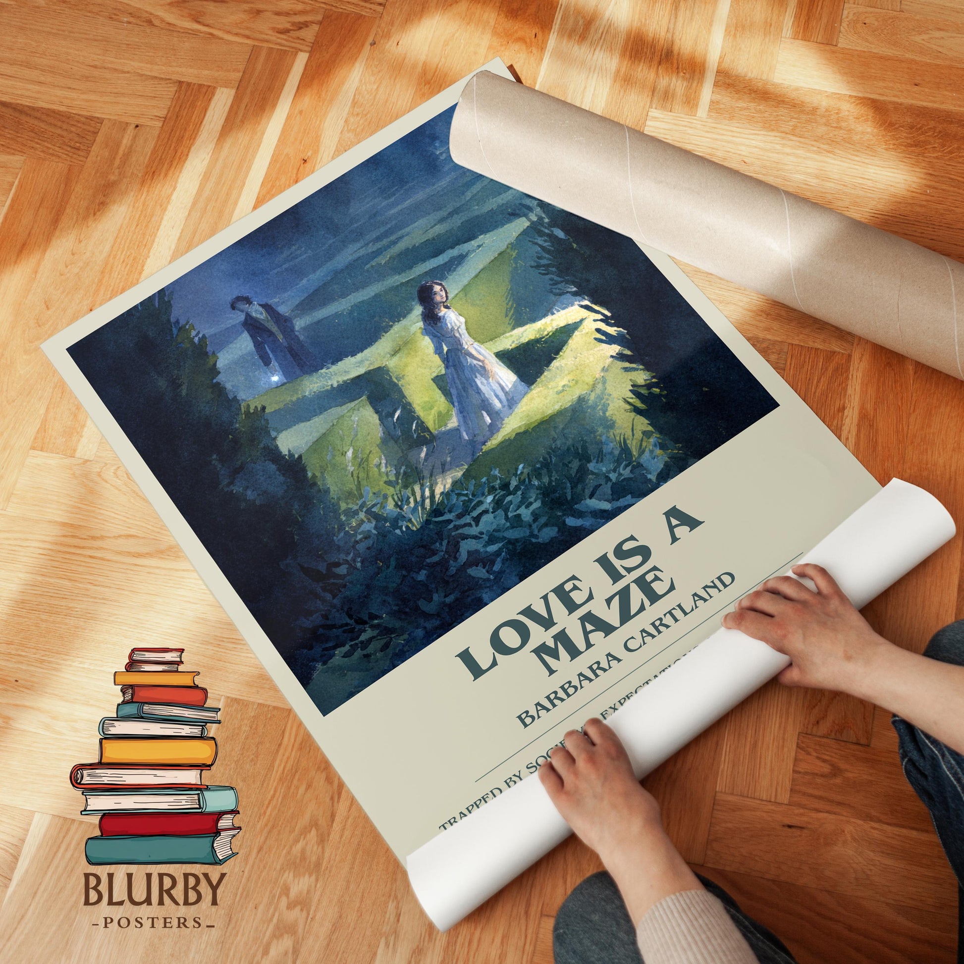 Love Is A Maze by Barbara Cartland | Descriptive Modern Book Art | Poster