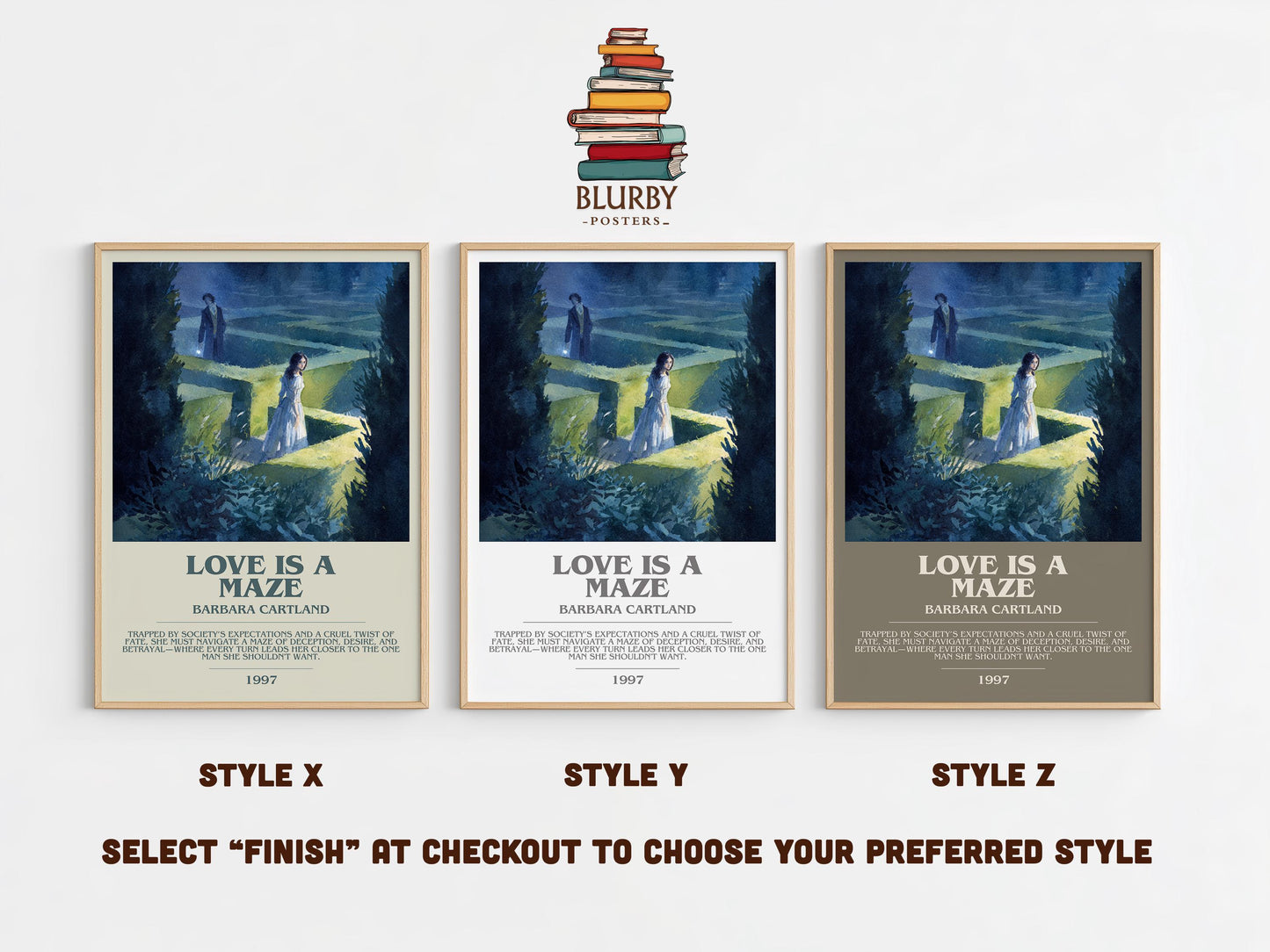 Love Is A Maze by Barbara Cartland | Descriptive Modern Book Art | Poster