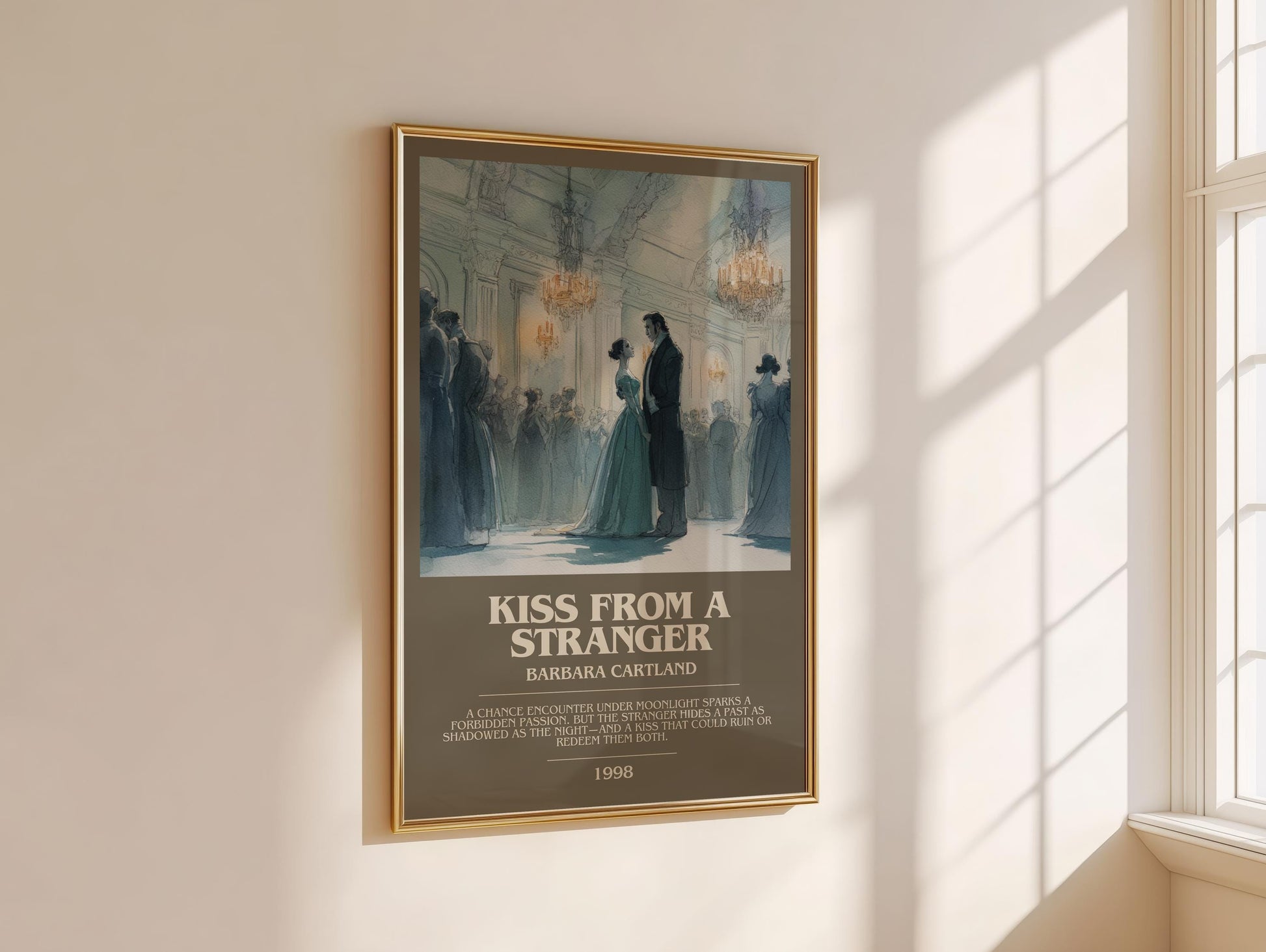 Kiss From A Stranger by Barbara Cartland | Descriptive Modern Book Art | Poster