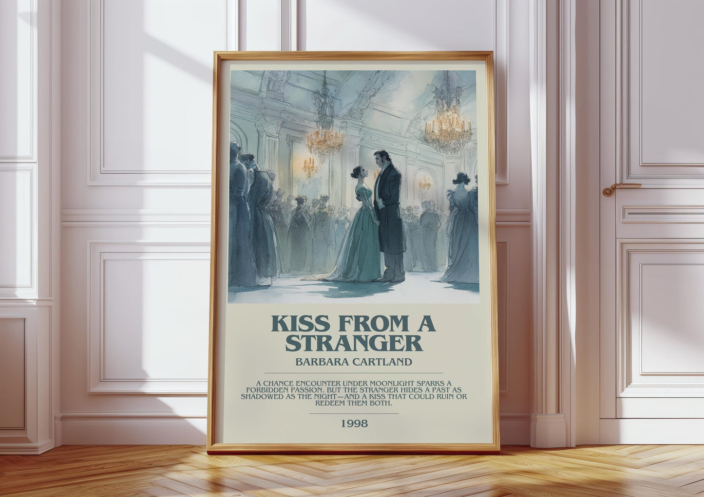 Kiss From A Stranger by Barbara Cartland | Descriptive Modern Book Art | Poster