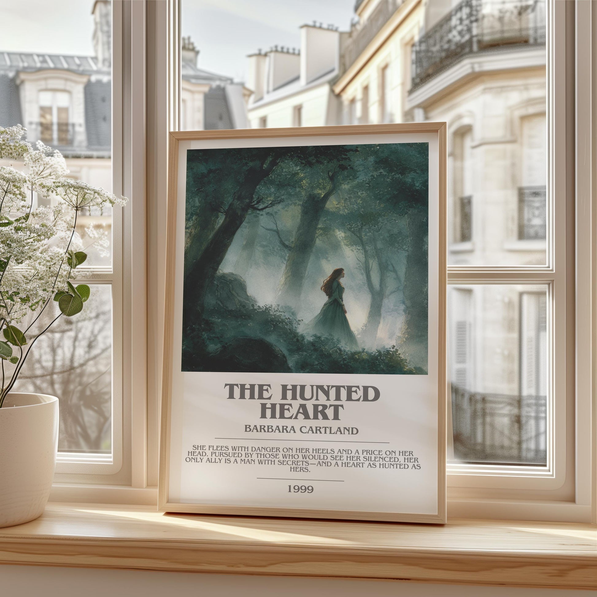 The Hunted Heart by Barbara Cartland | Descriptive Modern Book Art | Poster