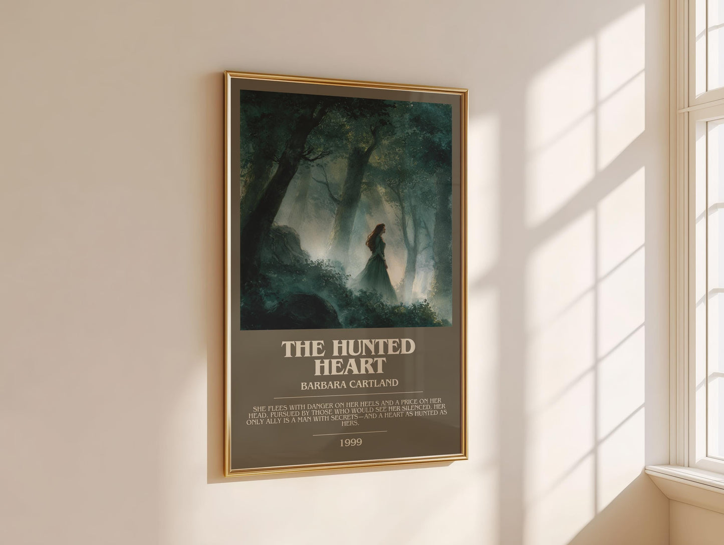 The Hunted Heart by Barbara Cartland | Descriptive Modern Book Art | Poster