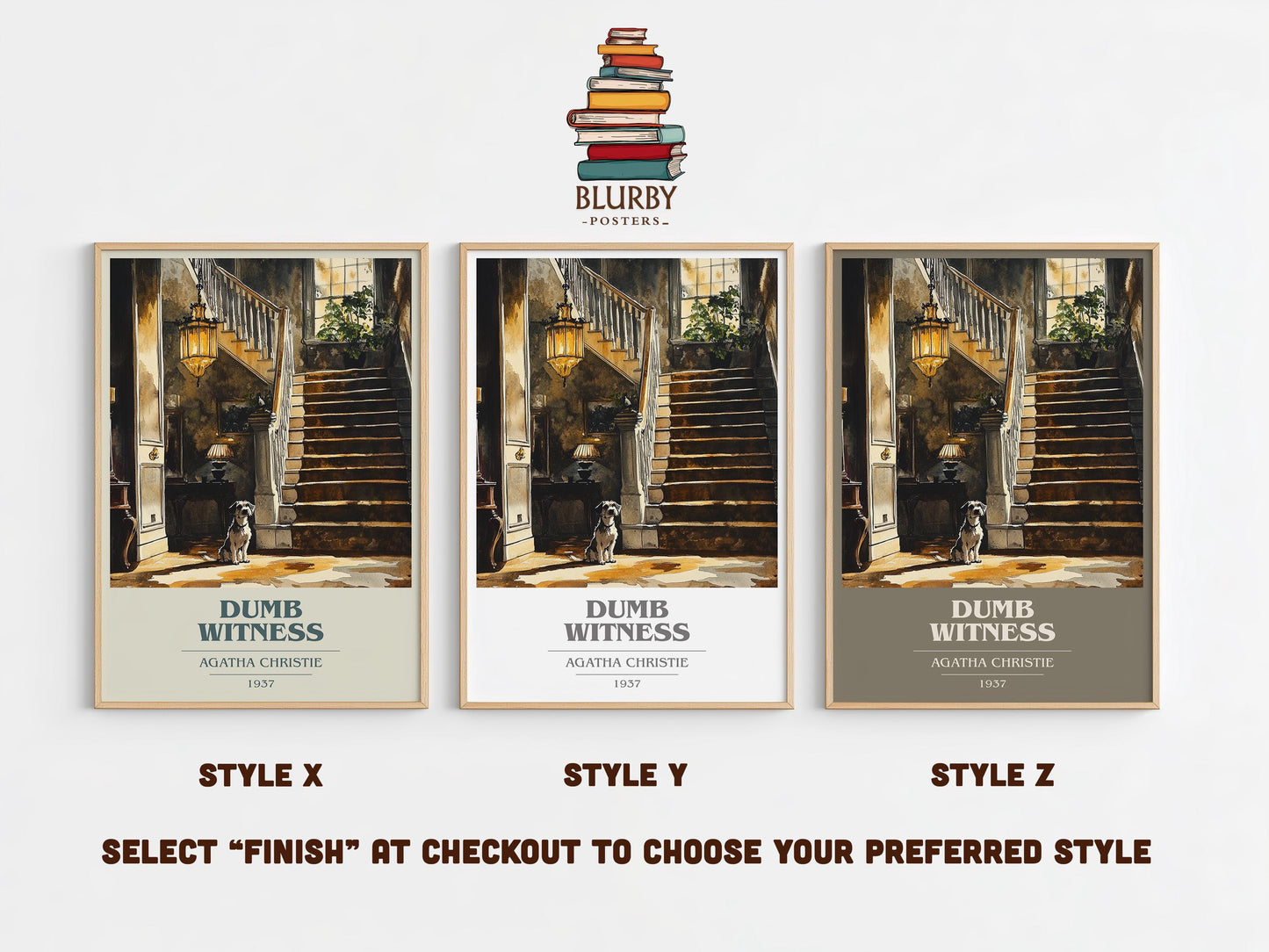 Dumb Witness book cover poster colour and style options – Agatha Christie book art