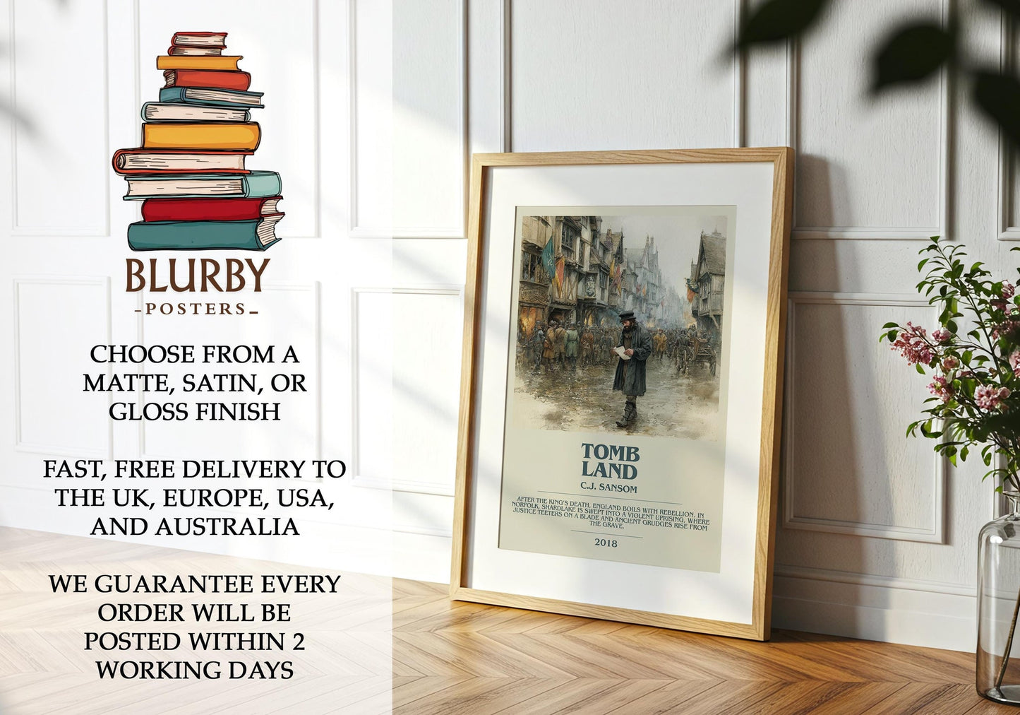 Tombland book poster packaging – museum-quality print rolled in protective tube