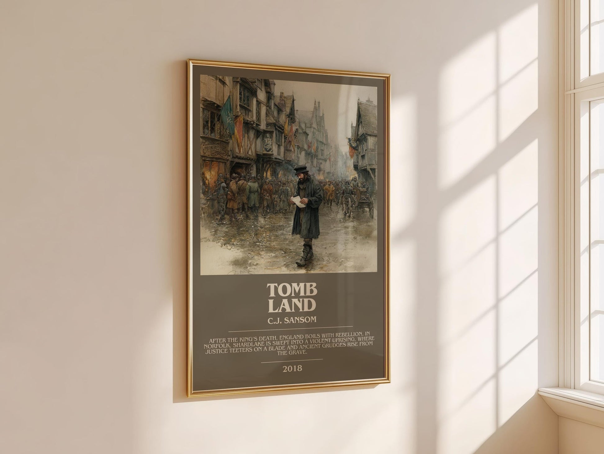 Tombland bookish book poster framed on wall – historical fiction wall art