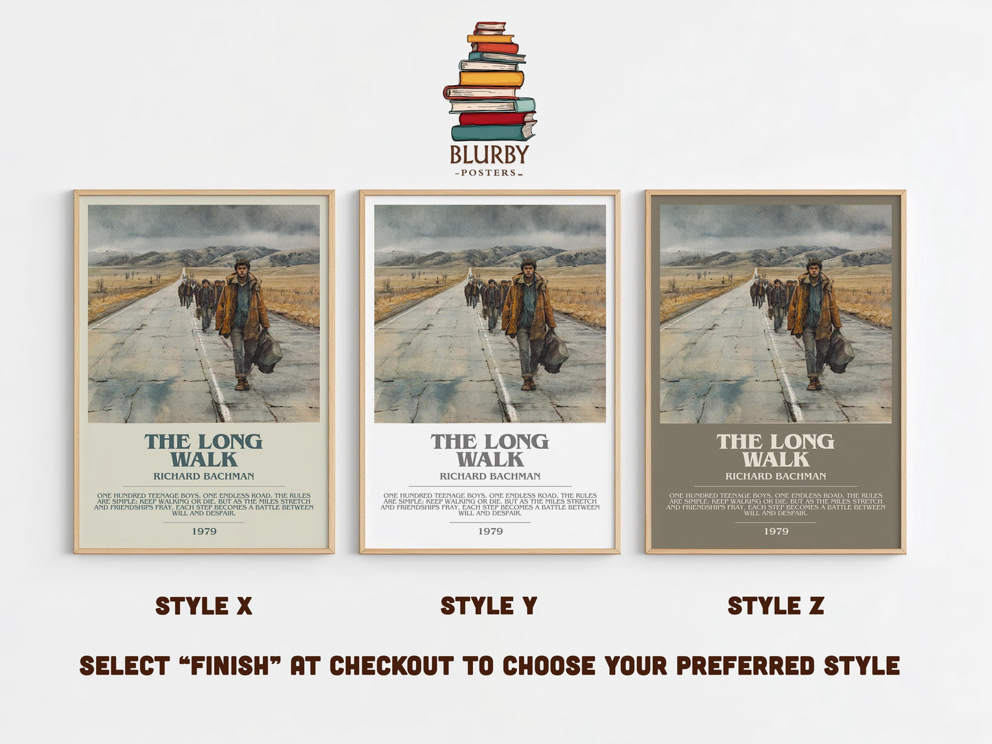 The Long Walk bookish poster colour and style options – Richard Bachman book art