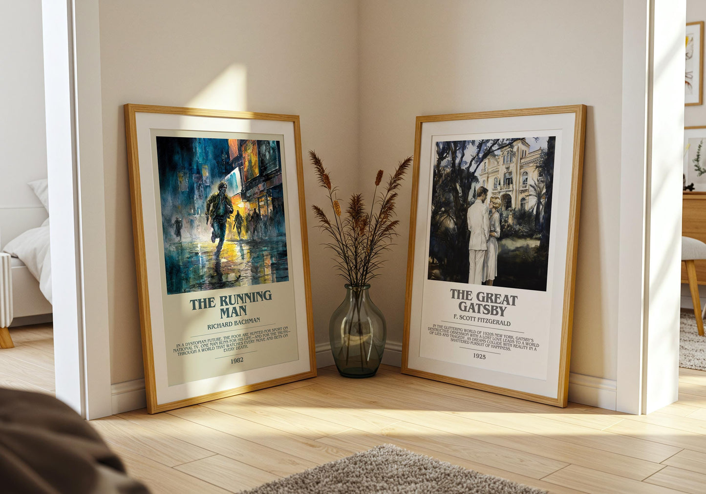 The Running Man bookish print on bookshelf – Richard Bachman fan gift