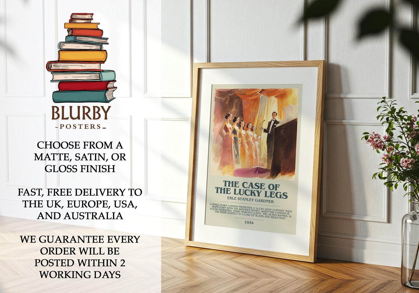 The Case of the Lucky Legs by Erle Stanley Gardner | Descriptive Modern Book Art | Poster