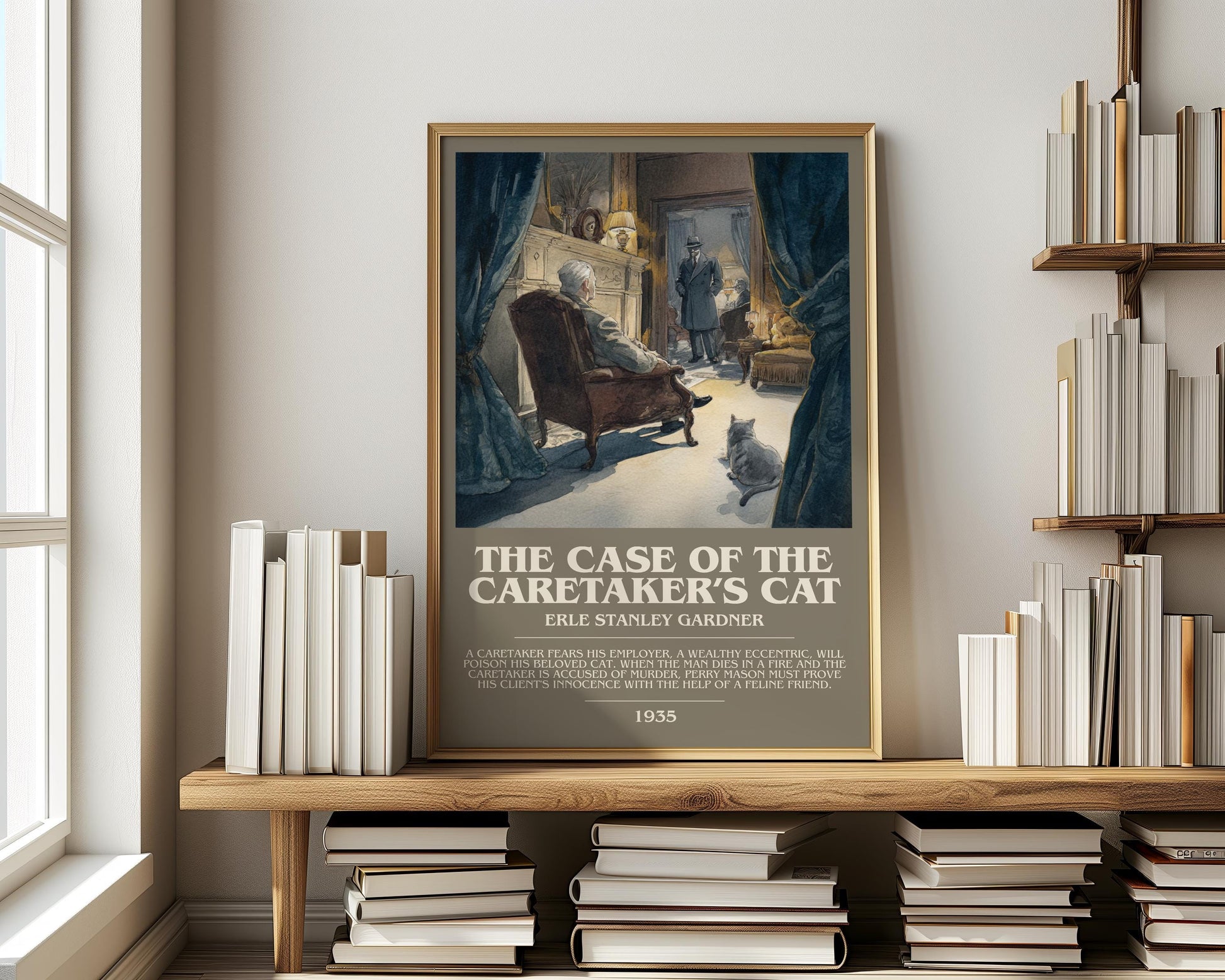 The Case of the Caretakers Cat by Erle Stanley Gardner | Descriptive Modern Book Art | Poster