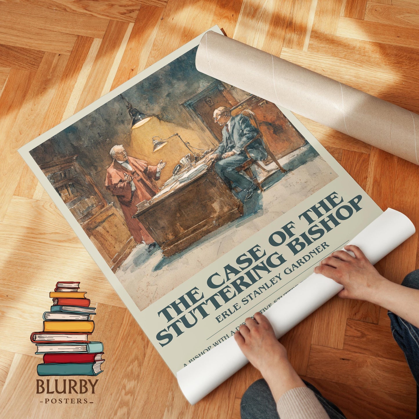 The Case of the Stuttering Bishop by Erle Stanley Gardner | Descriptive Modern Book Art | Poster