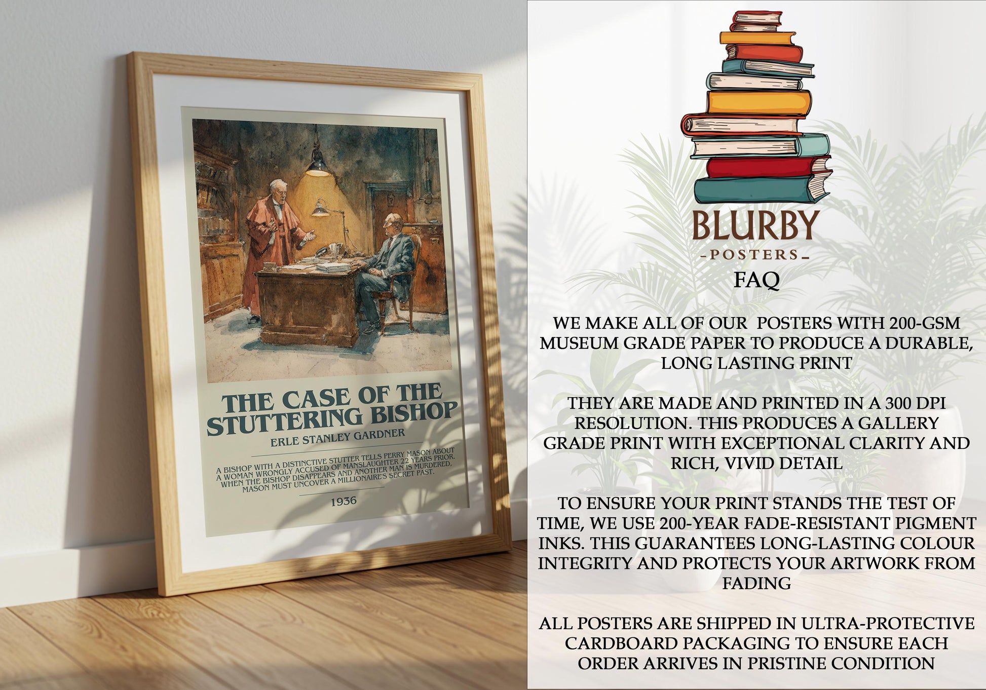 The Case of the Stuttering Bishop by Erle Stanley Gardner | Descriptive Modern Book Art | Poster