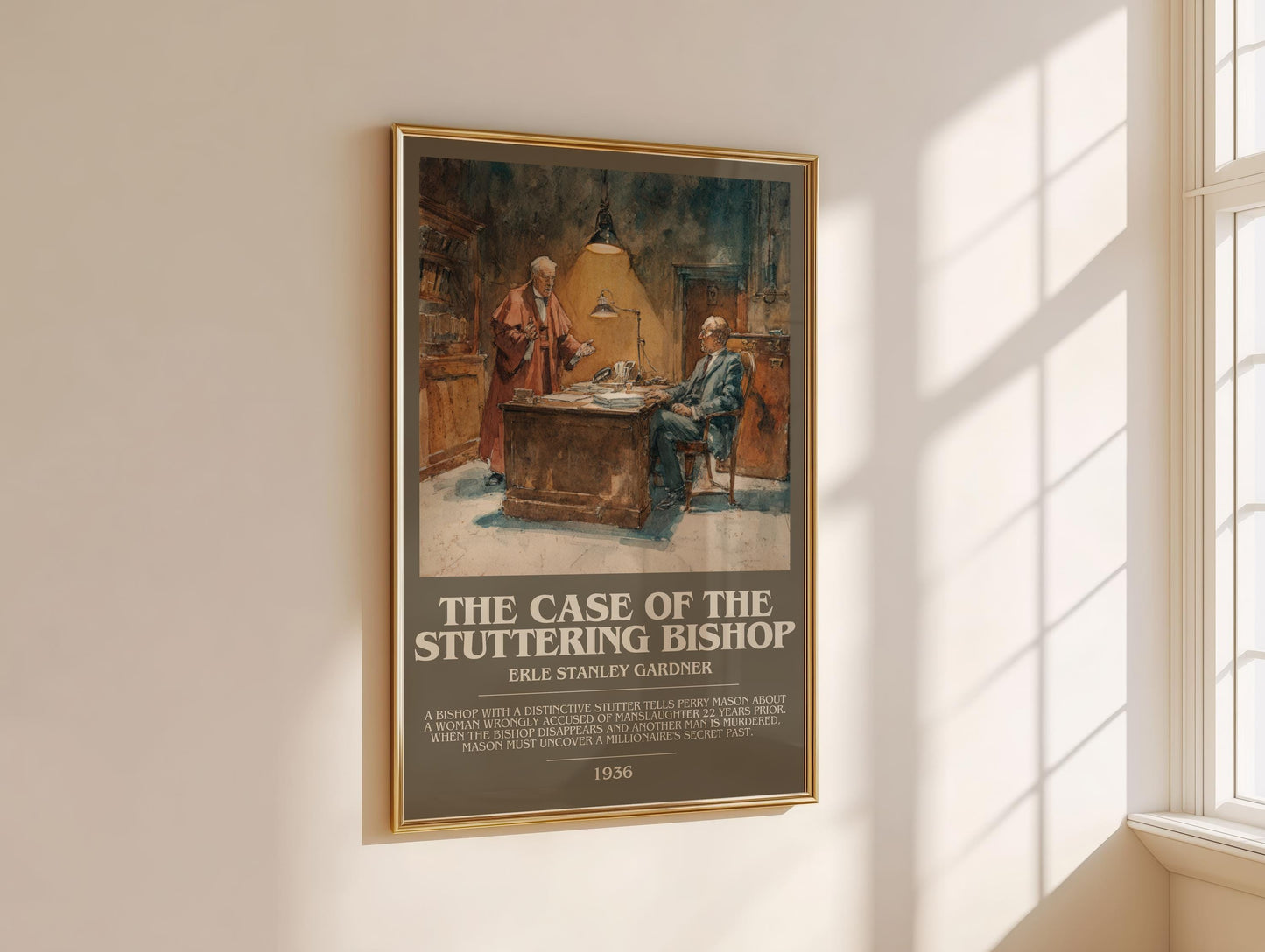 The Case of the Stuttering Bishop by Erle Stanley Gardner | Descriptive Modern Book Art | Poster