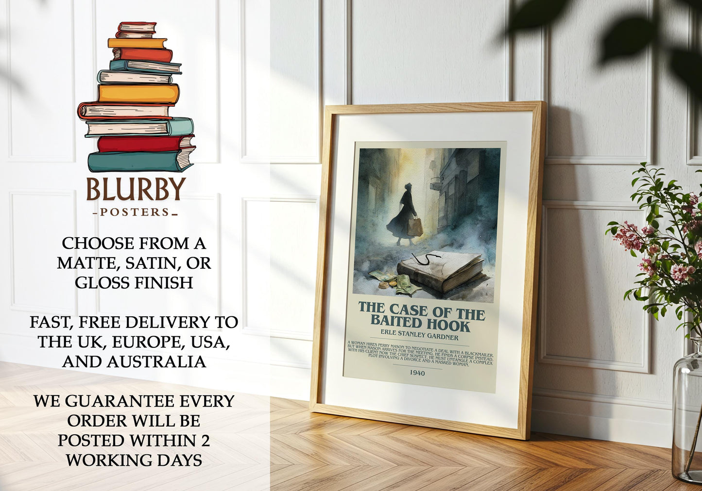 The Case of the Baited Hook by Erle Stanley Gardner | Descriptive Modern Book Art | Poster