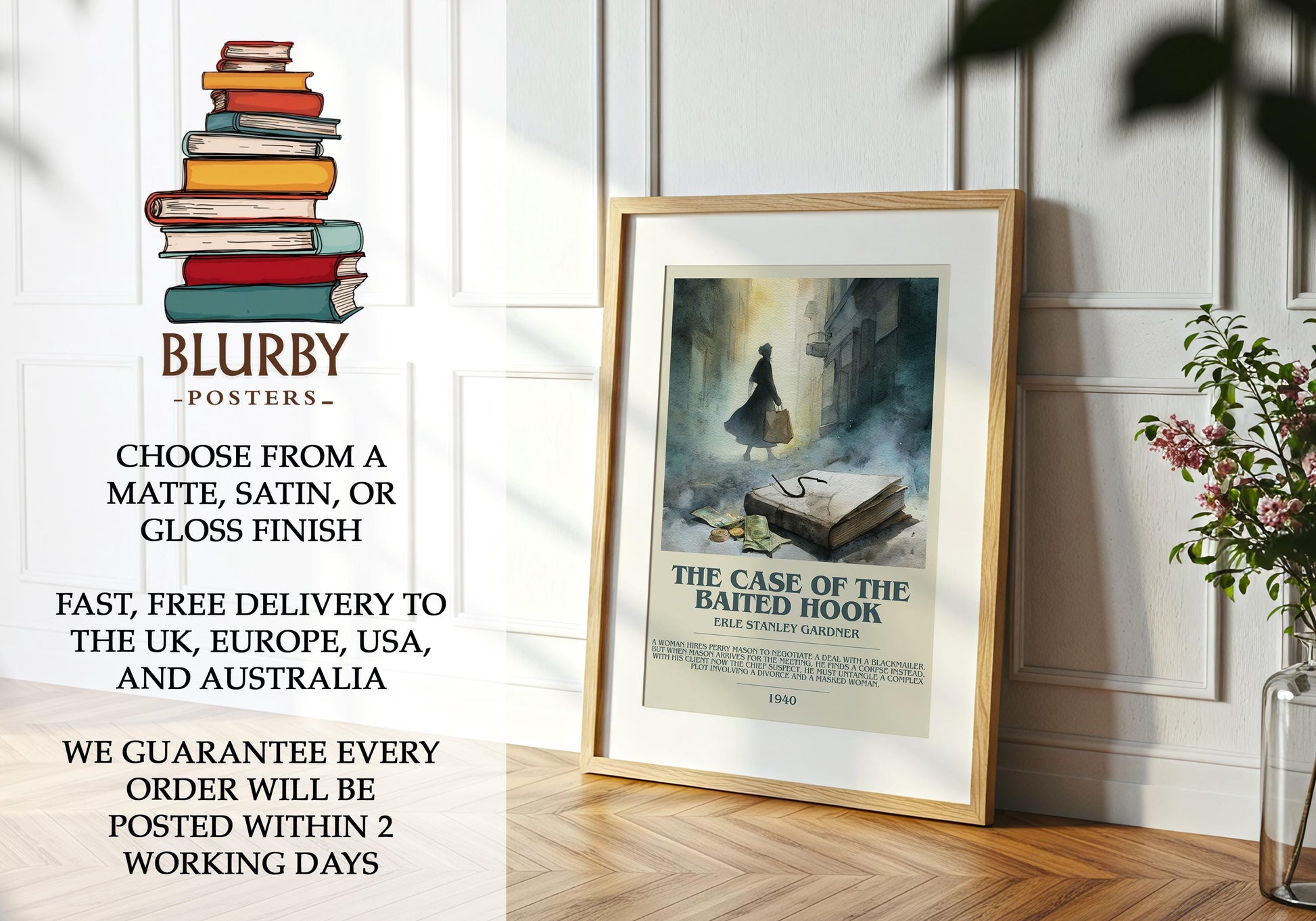 The Case of the Baited Hook by Erle Stanley Gardner | Descriptive Modern Book Art | Poster