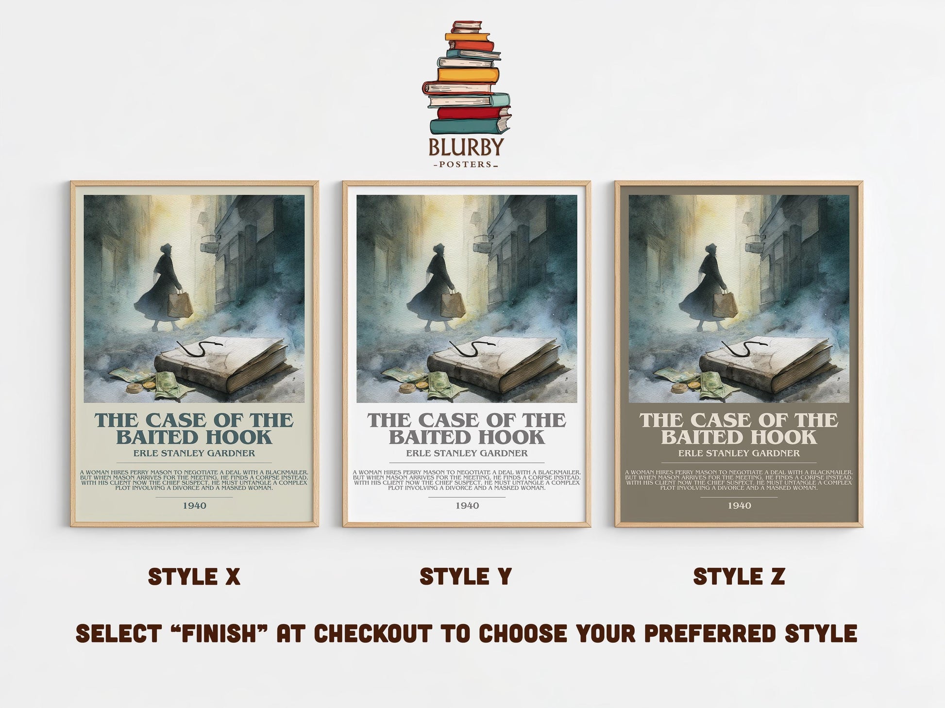 The Case of the Baited Hook by Erle Stanley Gardner | Descriptive Modern Book Art | Poster