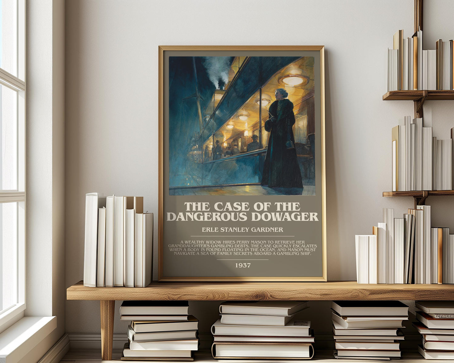 The Case of the Dangerous Dowager by Erle Stanley Gardner | Descriptive Modern Book Art | Poster