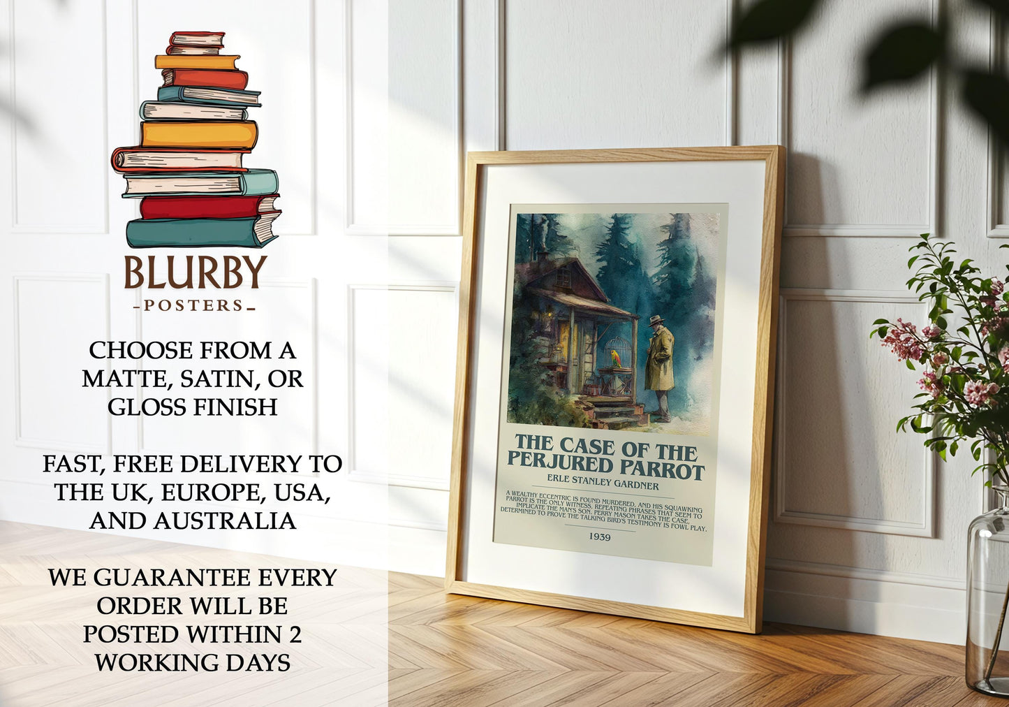 The Case of the Perjured Parrot by Erle Stanley Gardner | Descriptive Modern Book Art | Poster